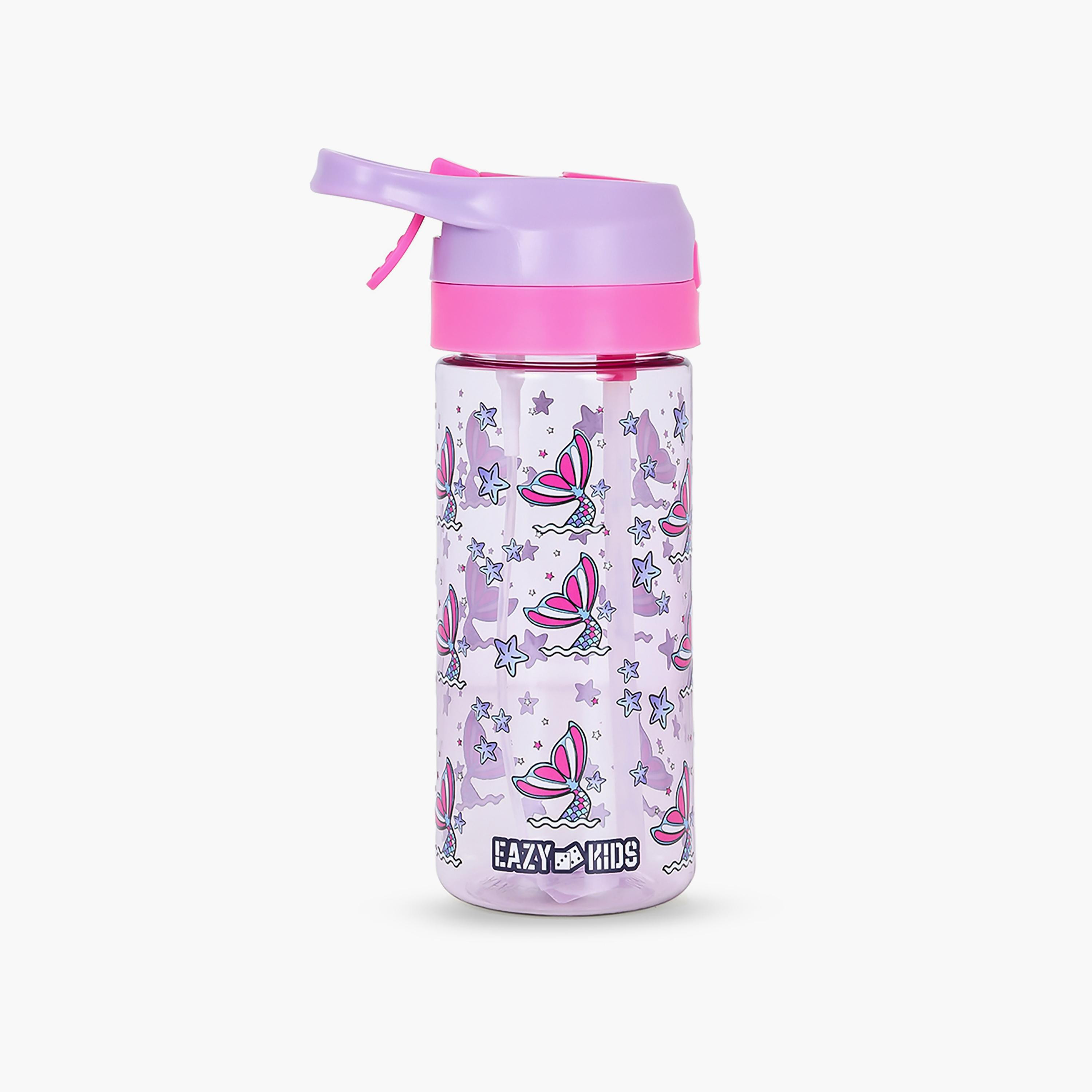 Eazy Kids Tritan Water Bottle with Spray Mermaid, Pink, 420ml-school-waterbottles-image-1