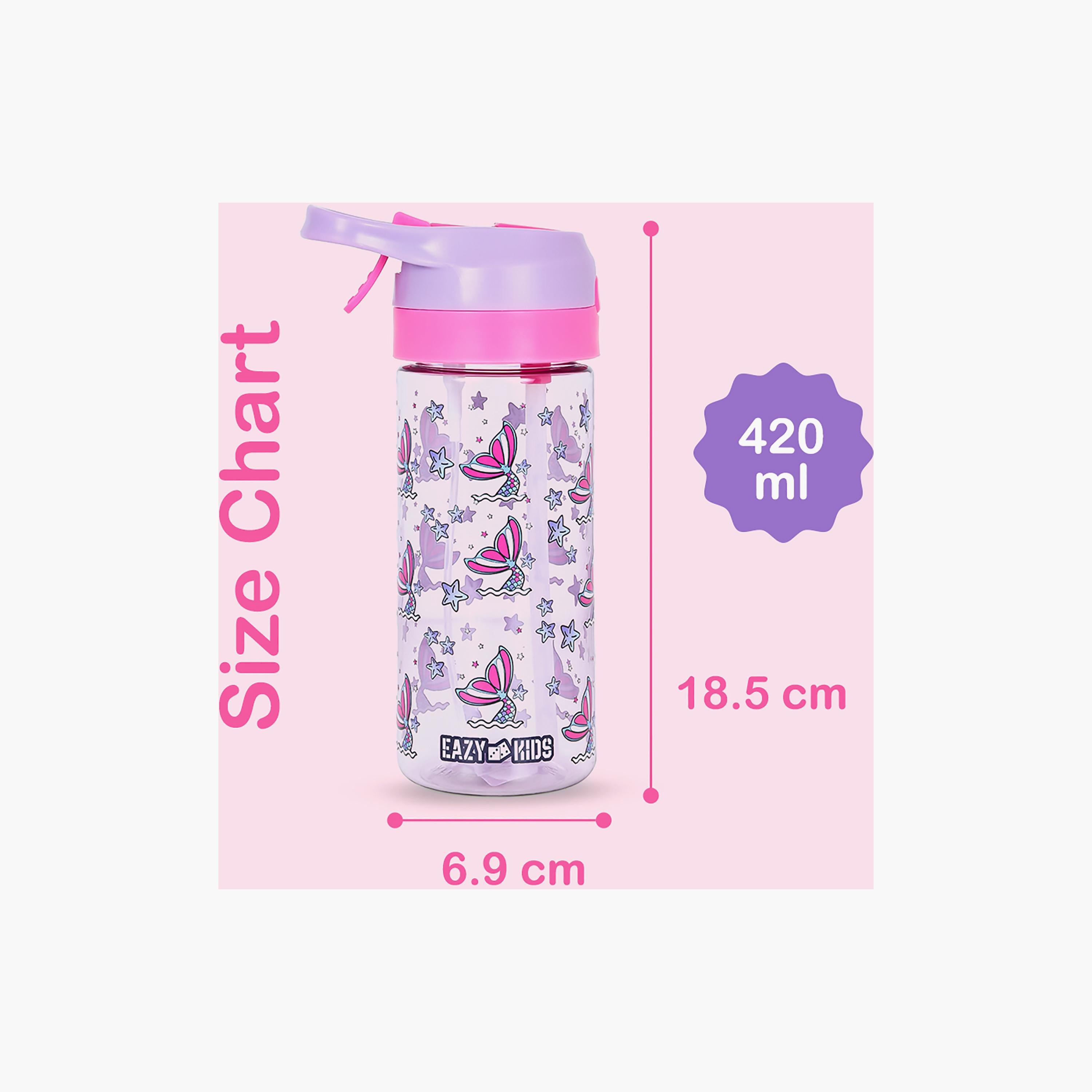 Eazy Kids Tritan Water Bottle with Spray Mermaid, Pink, 420ml-school-waterbottles-image-4