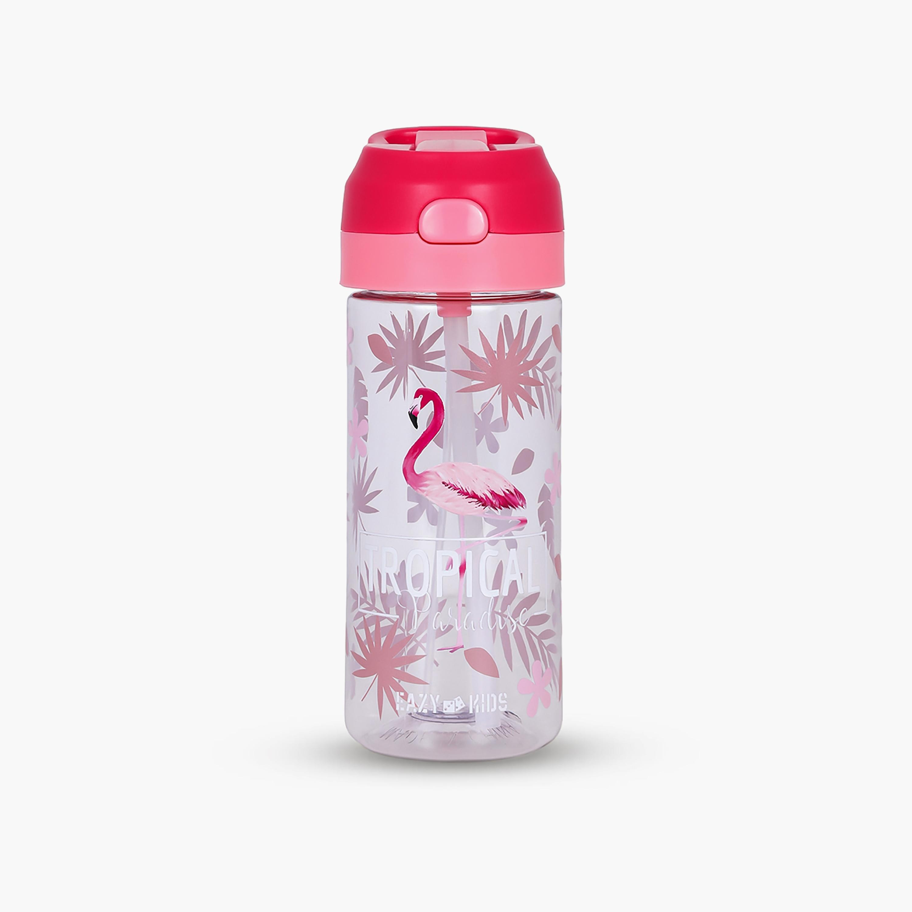 Eazy Kids Tritan Water Bottle with Spray Tropical, Pink, 420ml-school-waterbottles-image-1