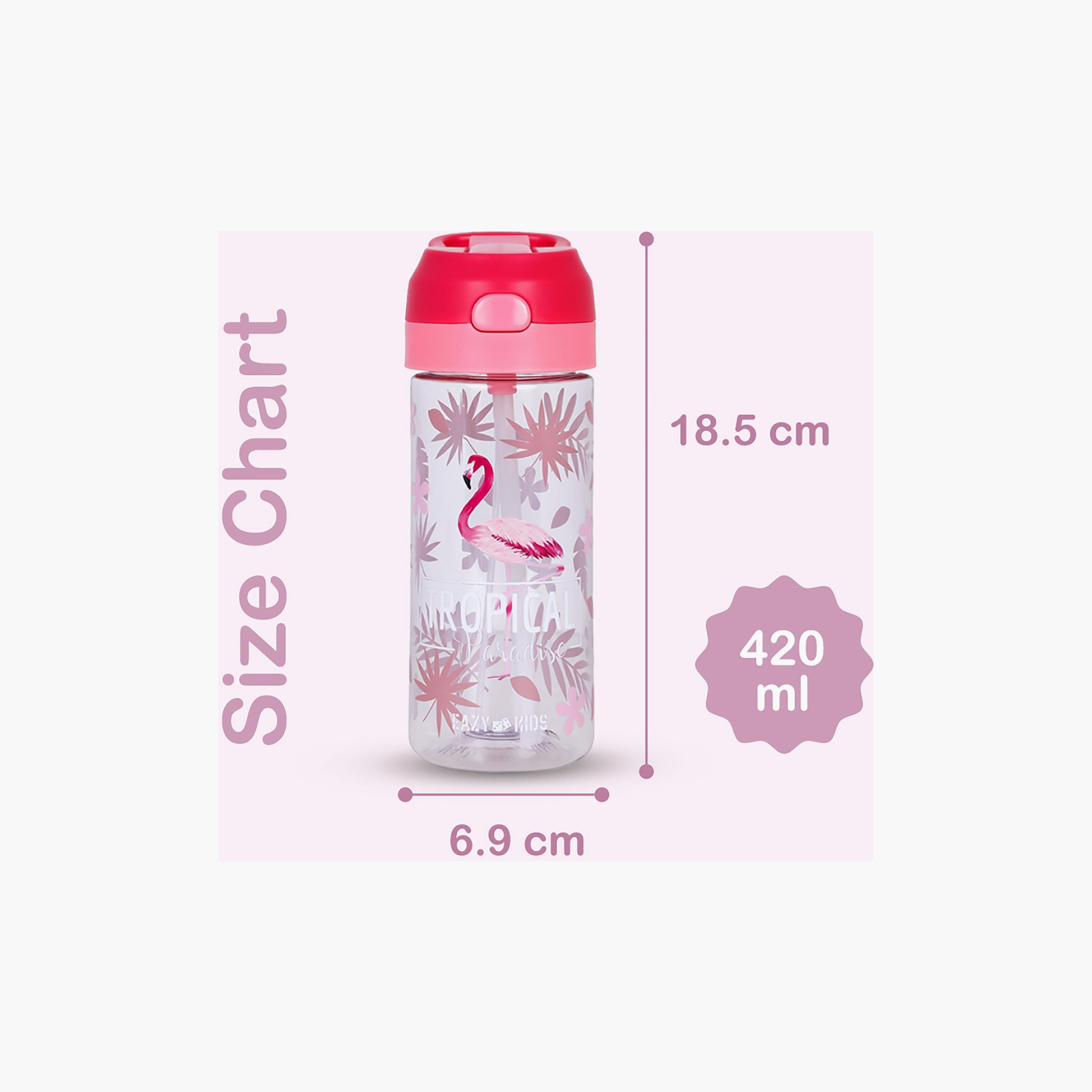 Eazy Kids Tritan Water Bottle with Spray Tropical, Pink, 420ml-school-waterbottles-image-4