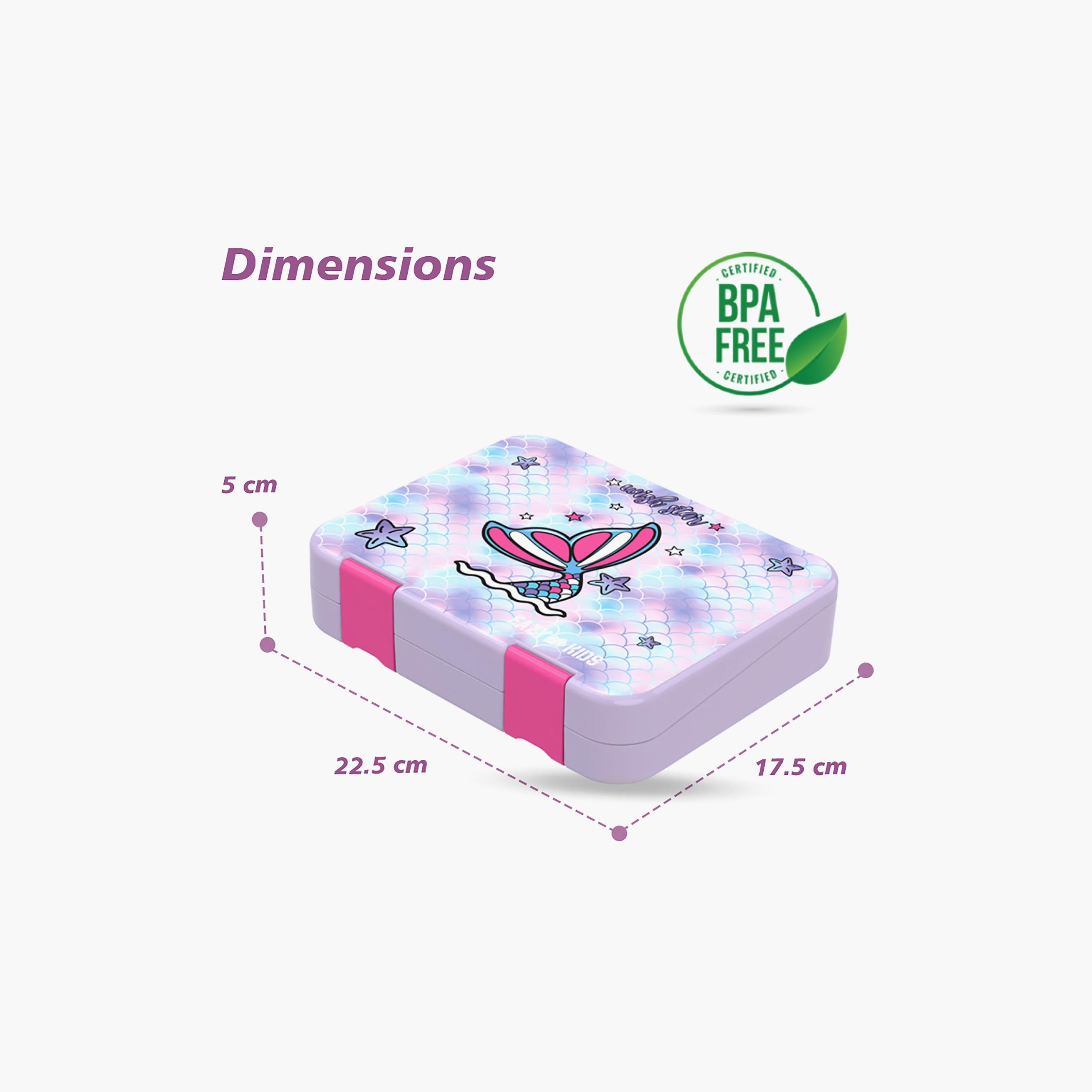 Eazy Kids 6 & 4 Convertible Bento Lunch Box with Sandwich Cutter Set, Mermaid, Purple-school-lunchessentials-lunchboxes-image-5