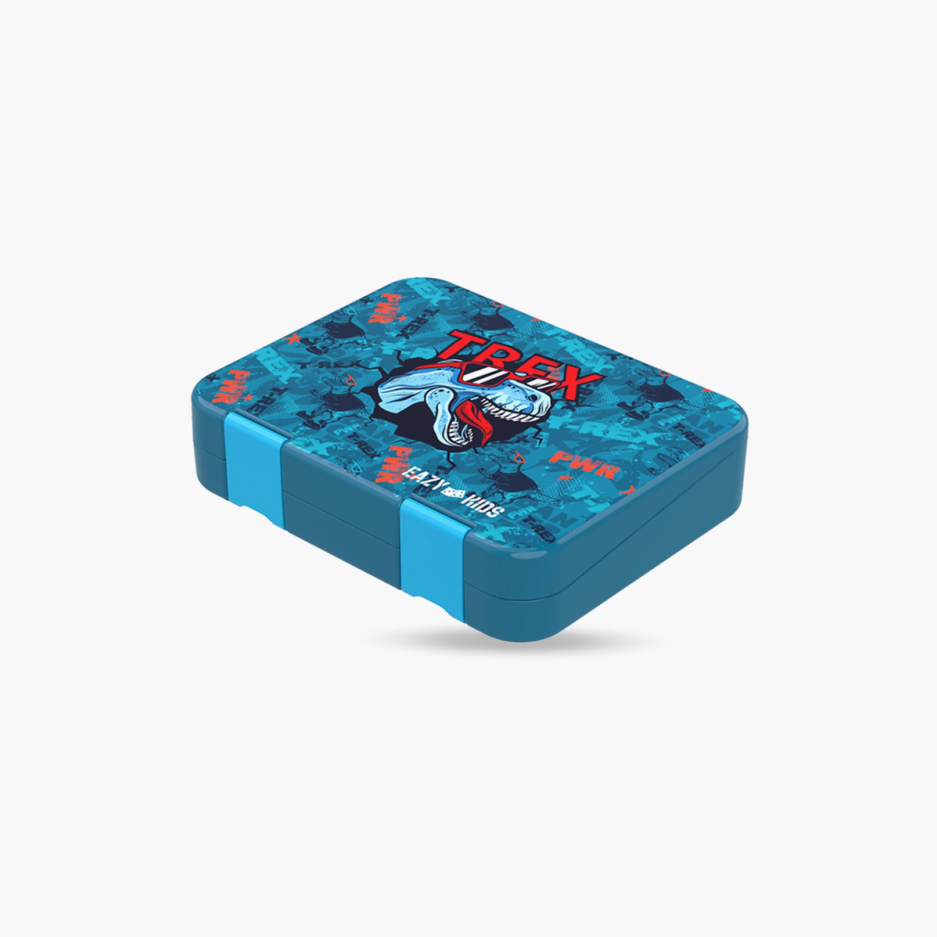 Eazy Kids 6 & 4 Convertible Bento Lunch Box with Sandwich Cutter Set, T-Rex, Blue-school-lunchessentials-lunchboxes-image-2