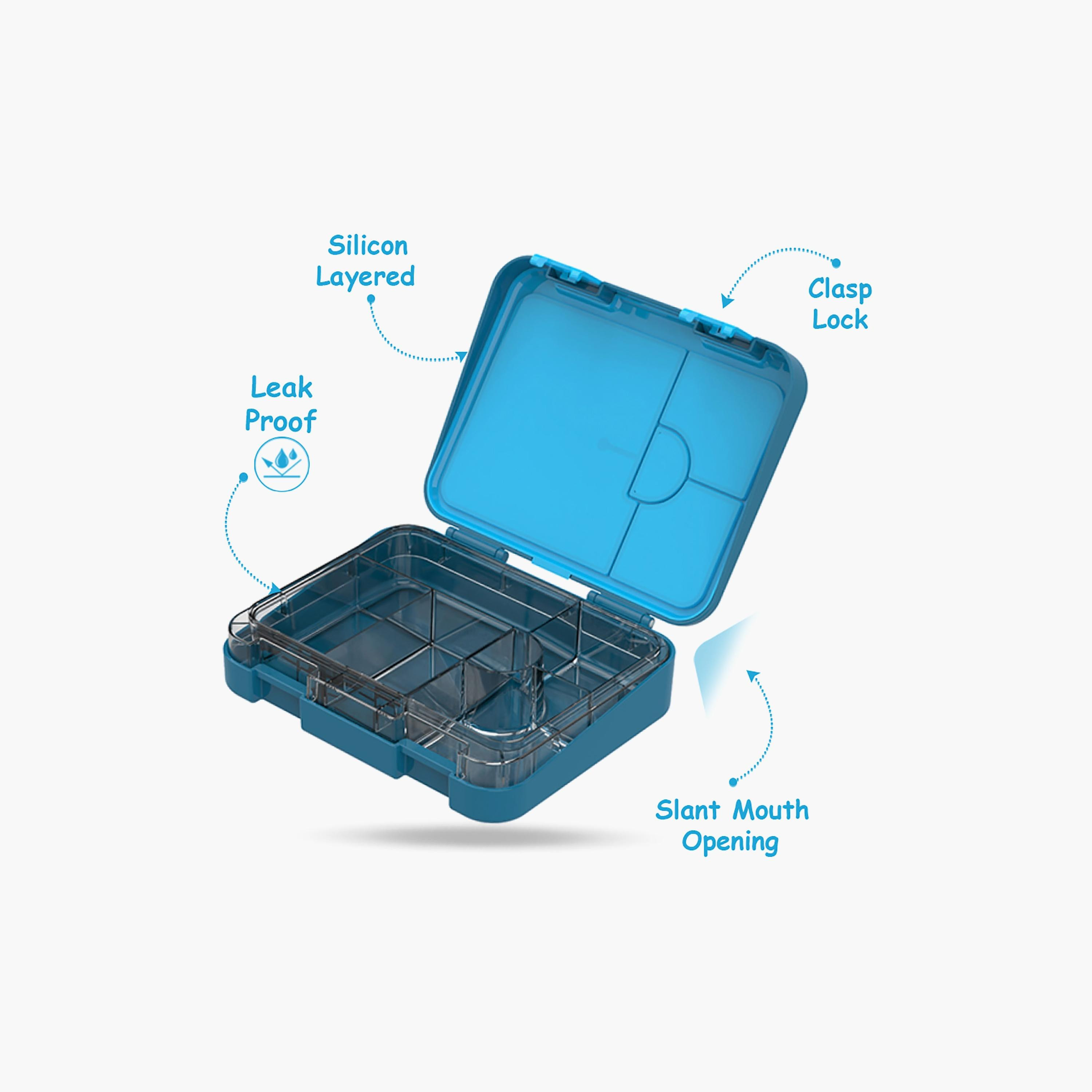 Eazy Kids 6 & 4 Convertible Bento Lunch Box with Sandwich Cutter Set, T-Rex, Blue-school-lunchessentials-lunchboxes-image-3