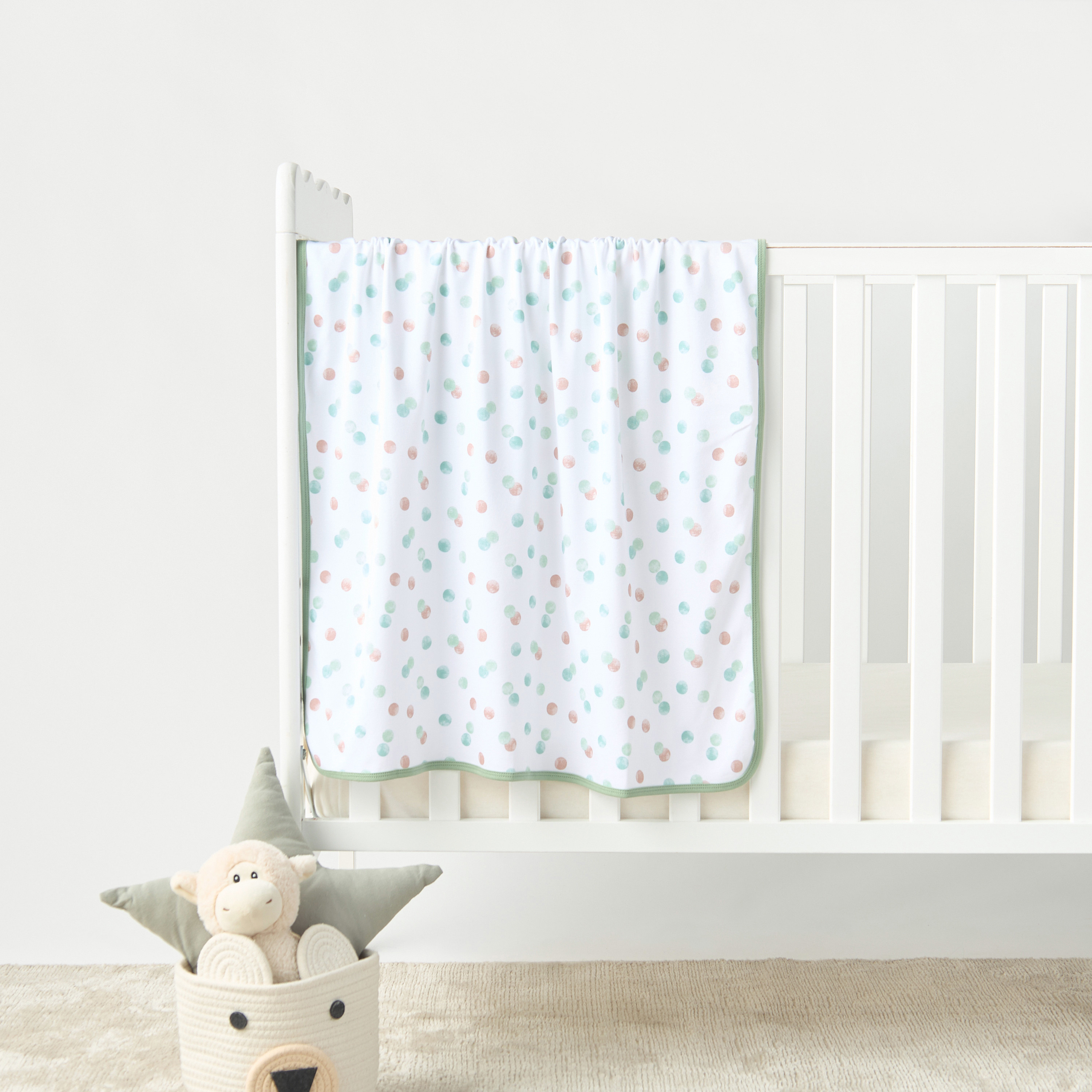 Juniors All-Over Dots Print Cotton Receiving Blanket - 70x70 cms-baby-nursery-blanketsandswaddles-receivingblankets-image-1