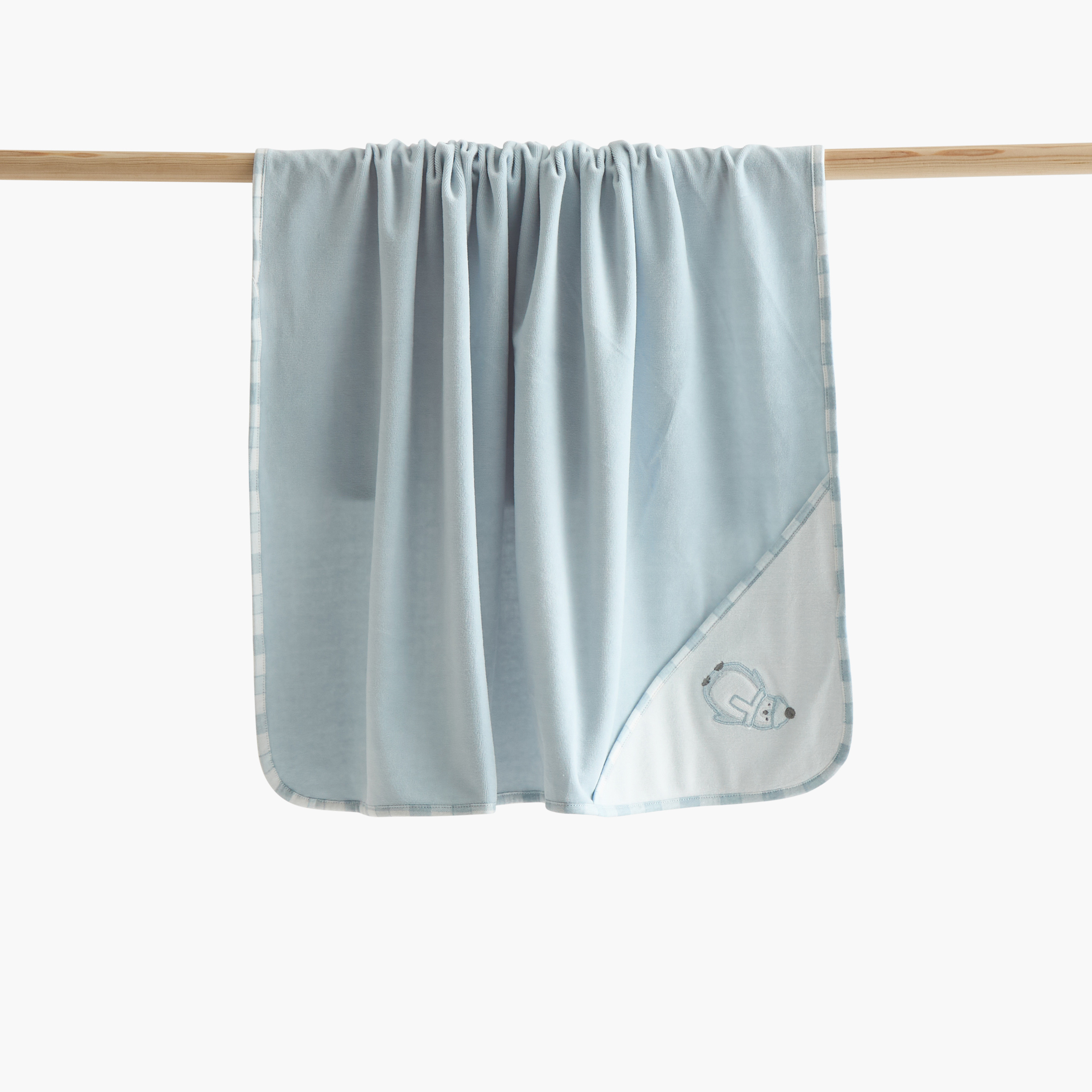 Giggles Penguin Embroidered Receiving Blanket - 70x70 cms-baby-nursery-blanketsandswaddles-receivingblankets-image-1
