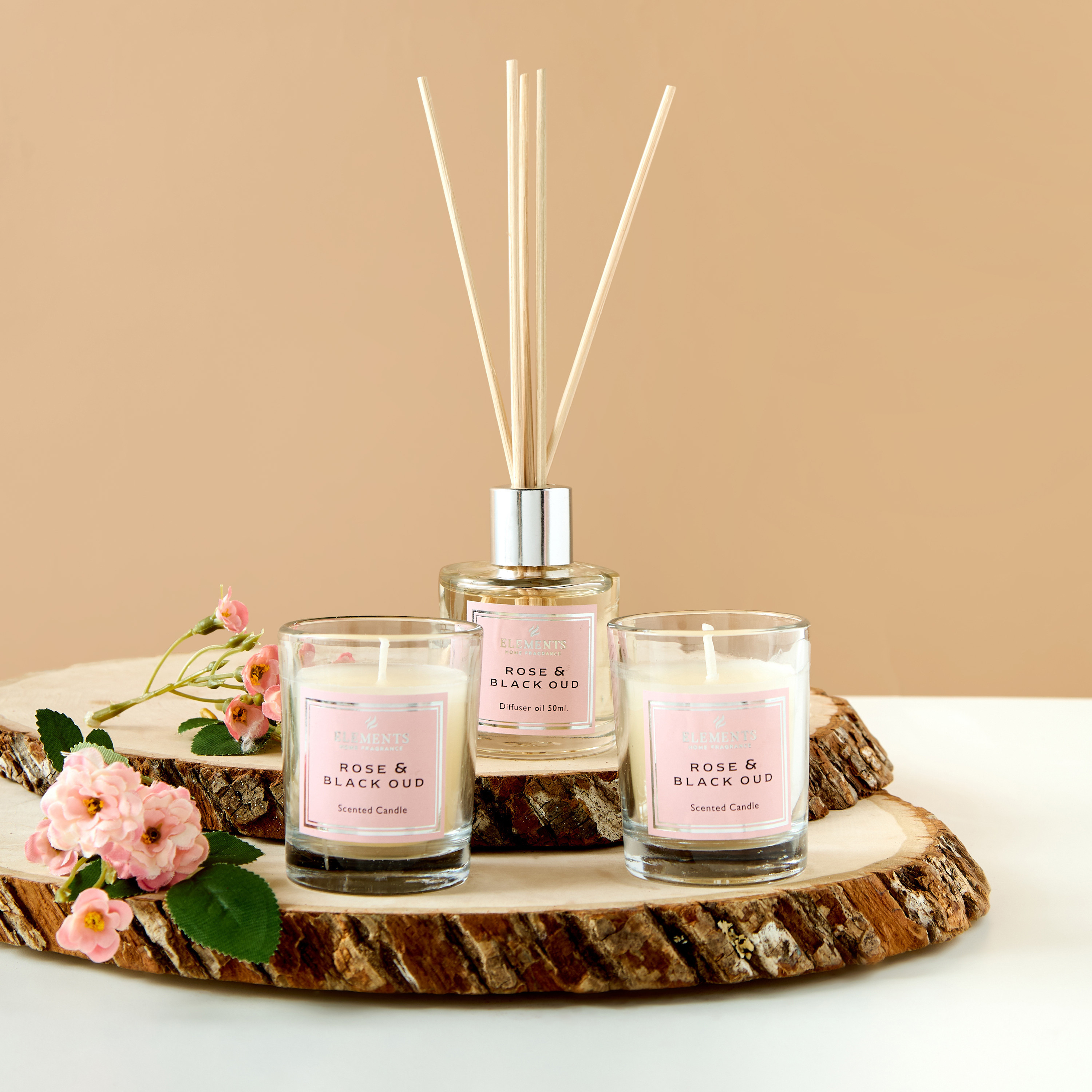 Elements Rose and Black Oud Reed Diffuser and Jar Candle Gift Set-household-homefragrance-fragrancegiftset-image-1