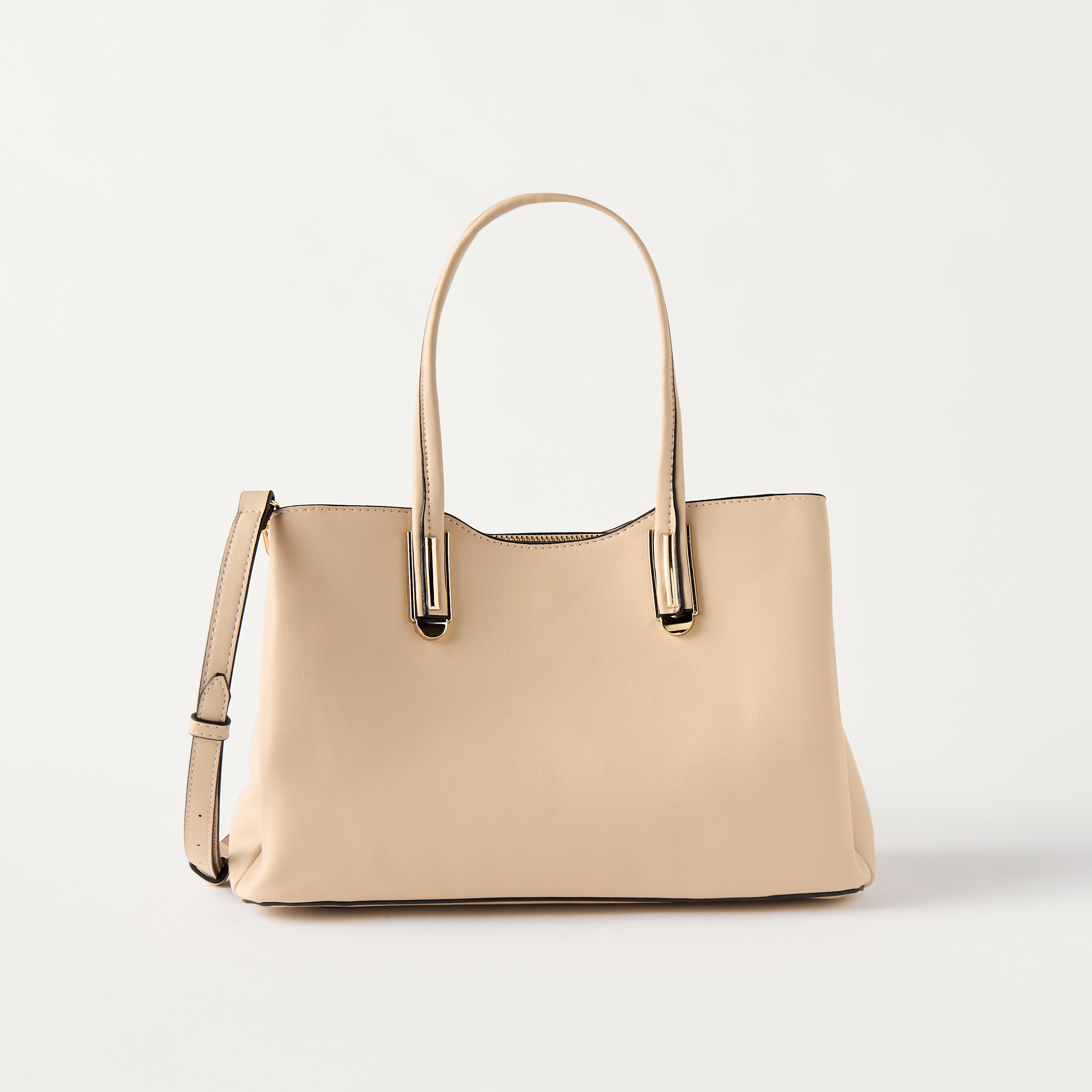 Sasha Tia Textured Tote Bag with Zip Closure and Chain Strap-women-bagsandwallets-handbags-image-1