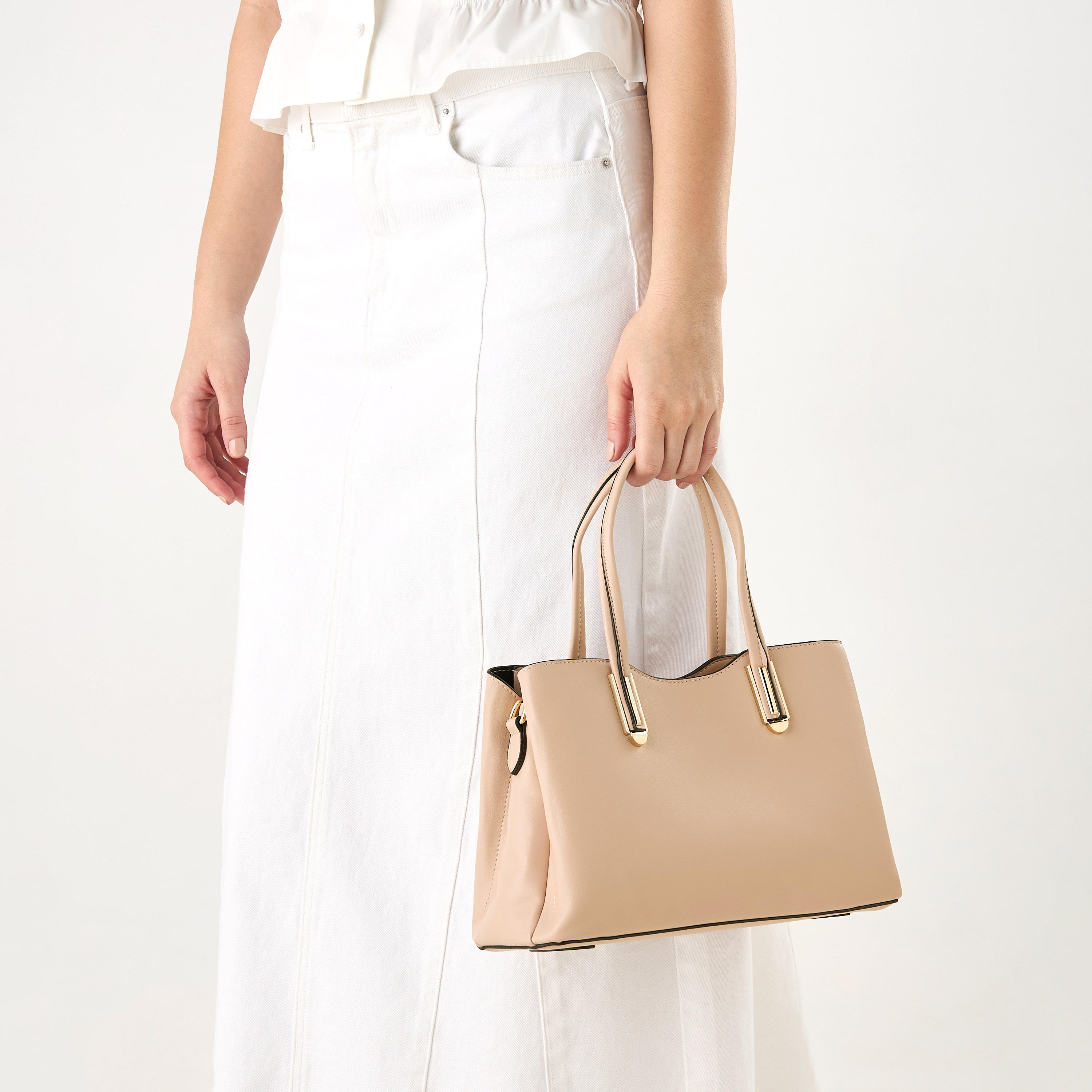 Sasha Tia Textured Tote Bag with Zip Closure and Chain Strap-women-bagsandwallets-handbags-image-2