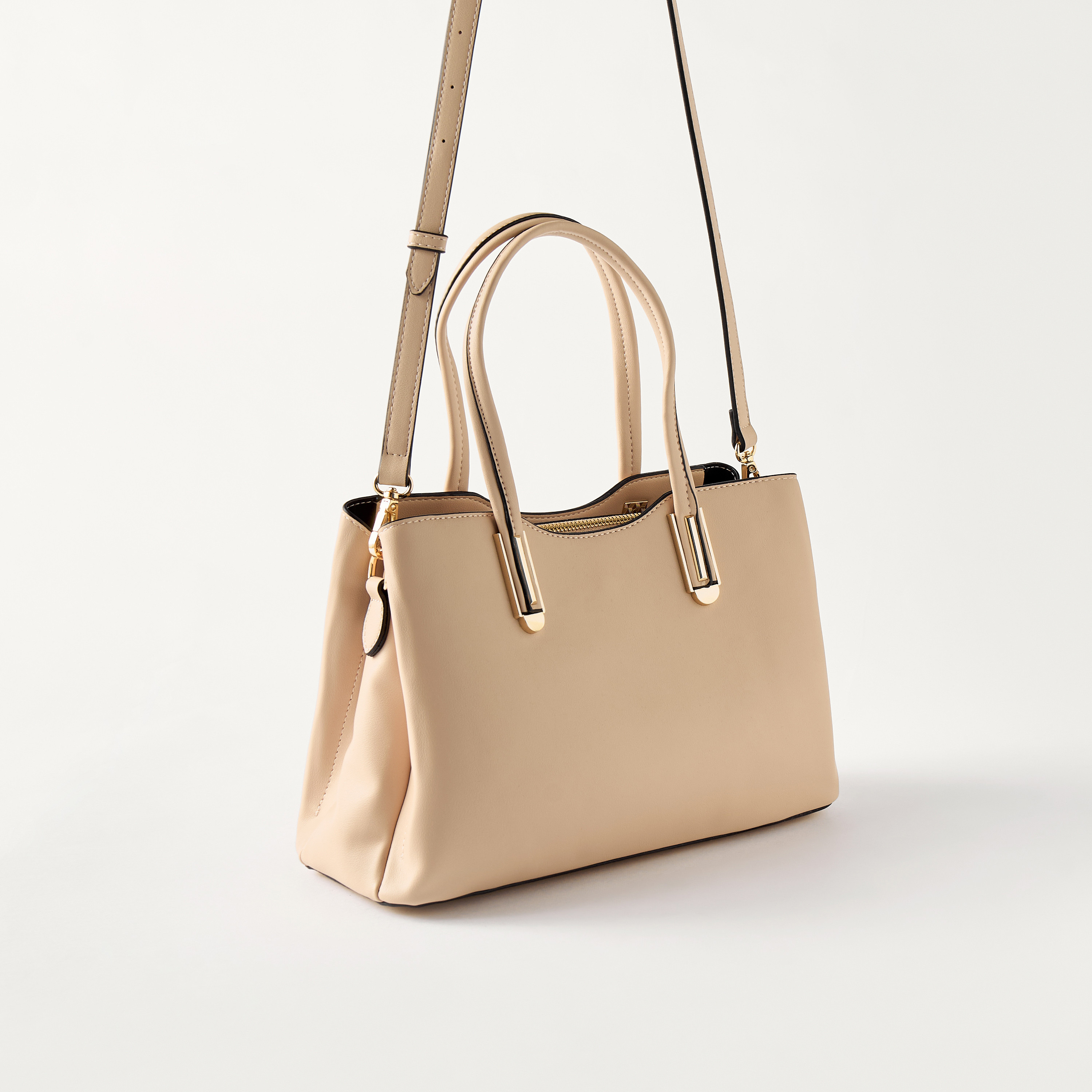 Sasha Tia Textured Tote Bag with Zip Closure and Chain Strap-women-bagsandwallets-handbags-image-3