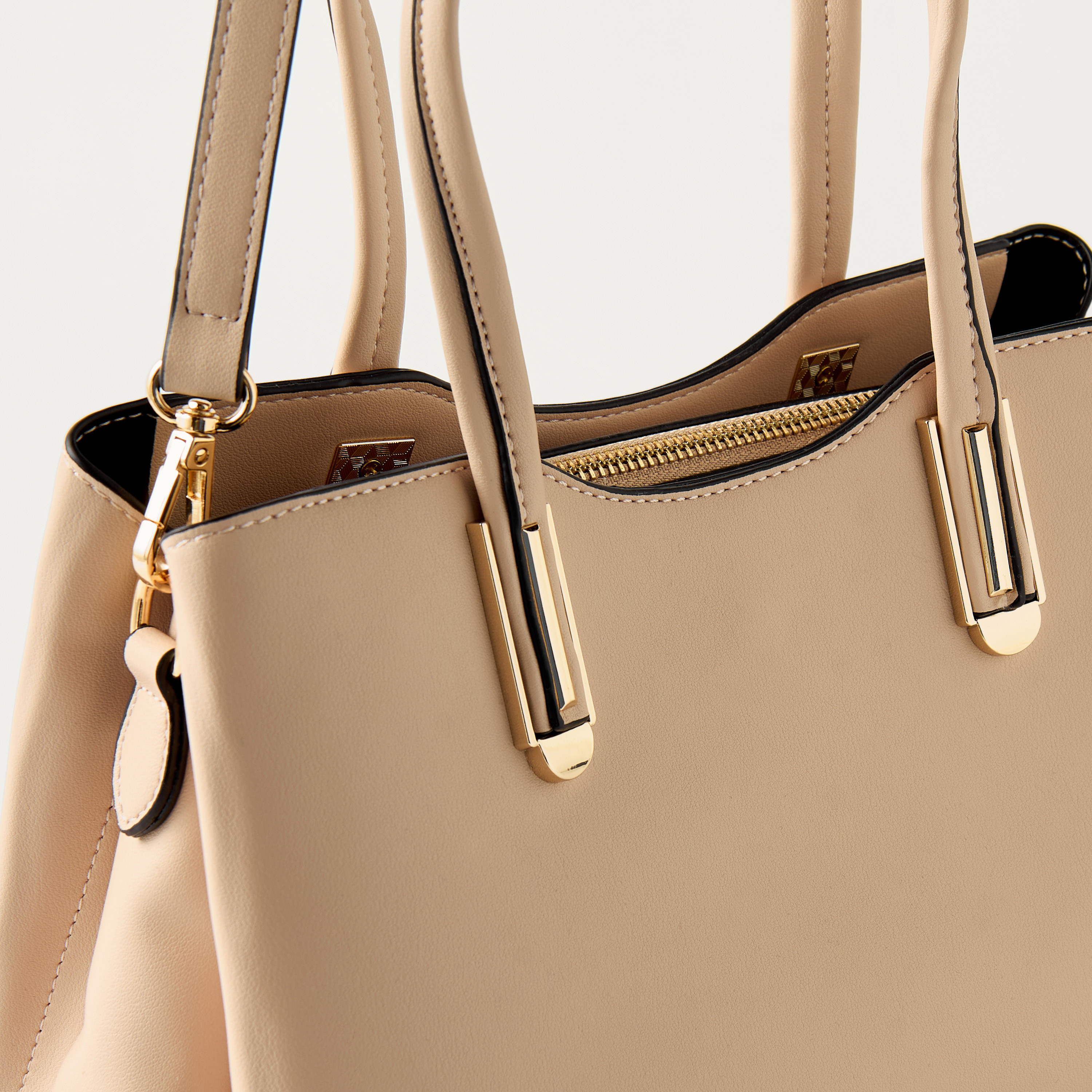 Sasha Tia Textured Tote Bag with Zip Closure and Chain Strap-women-bagsandwallets-handbags-image-4