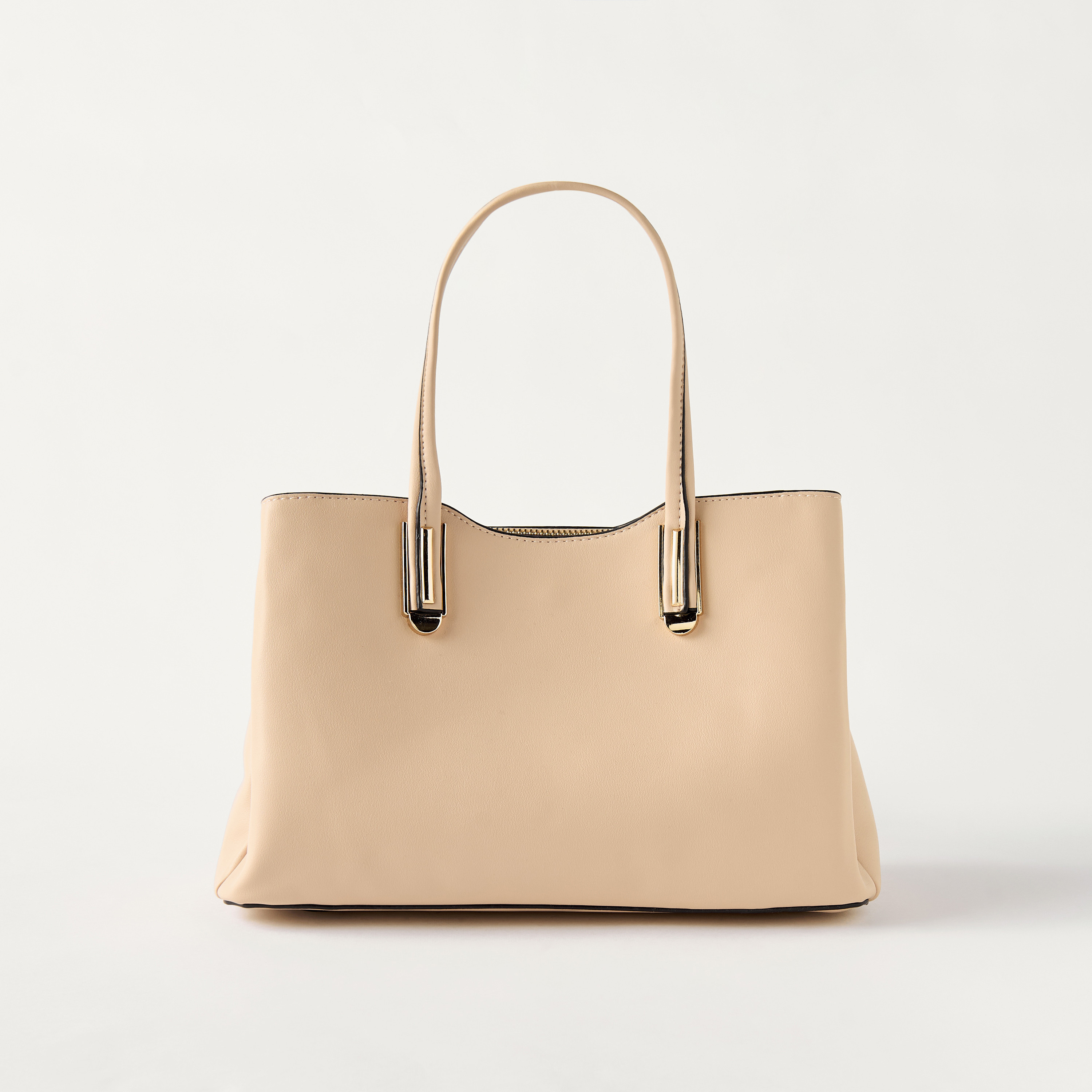 Sasha Tia Textured Tote Bag with Zip Closure and Chain Strap-women-bagsandwallets-handbags-image-5