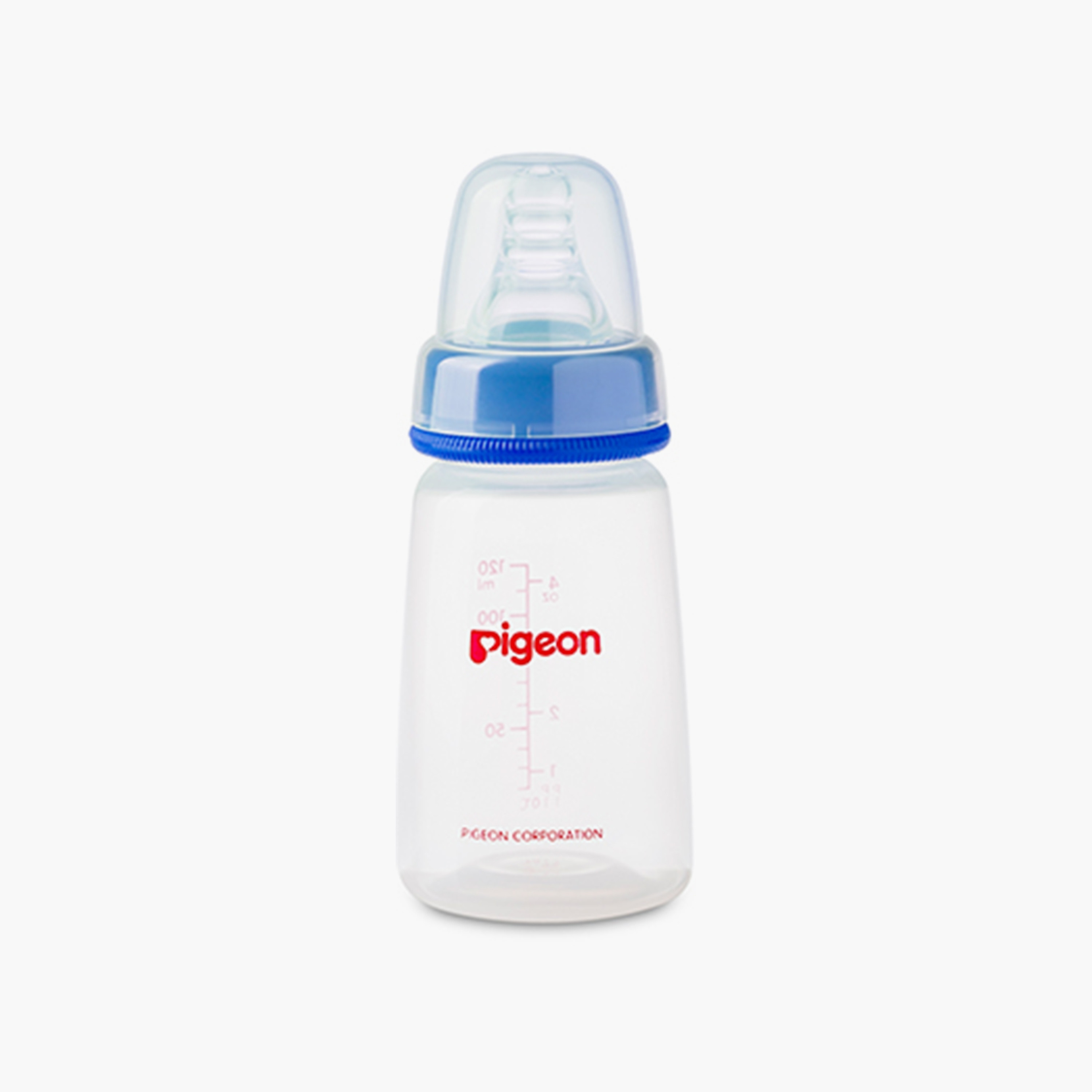 Pigeon Slim Neck Clear Cap Feeding Bottle - Blue - 120 ml-baby-feeding-feedingbottles-bottlesandteats-image-1