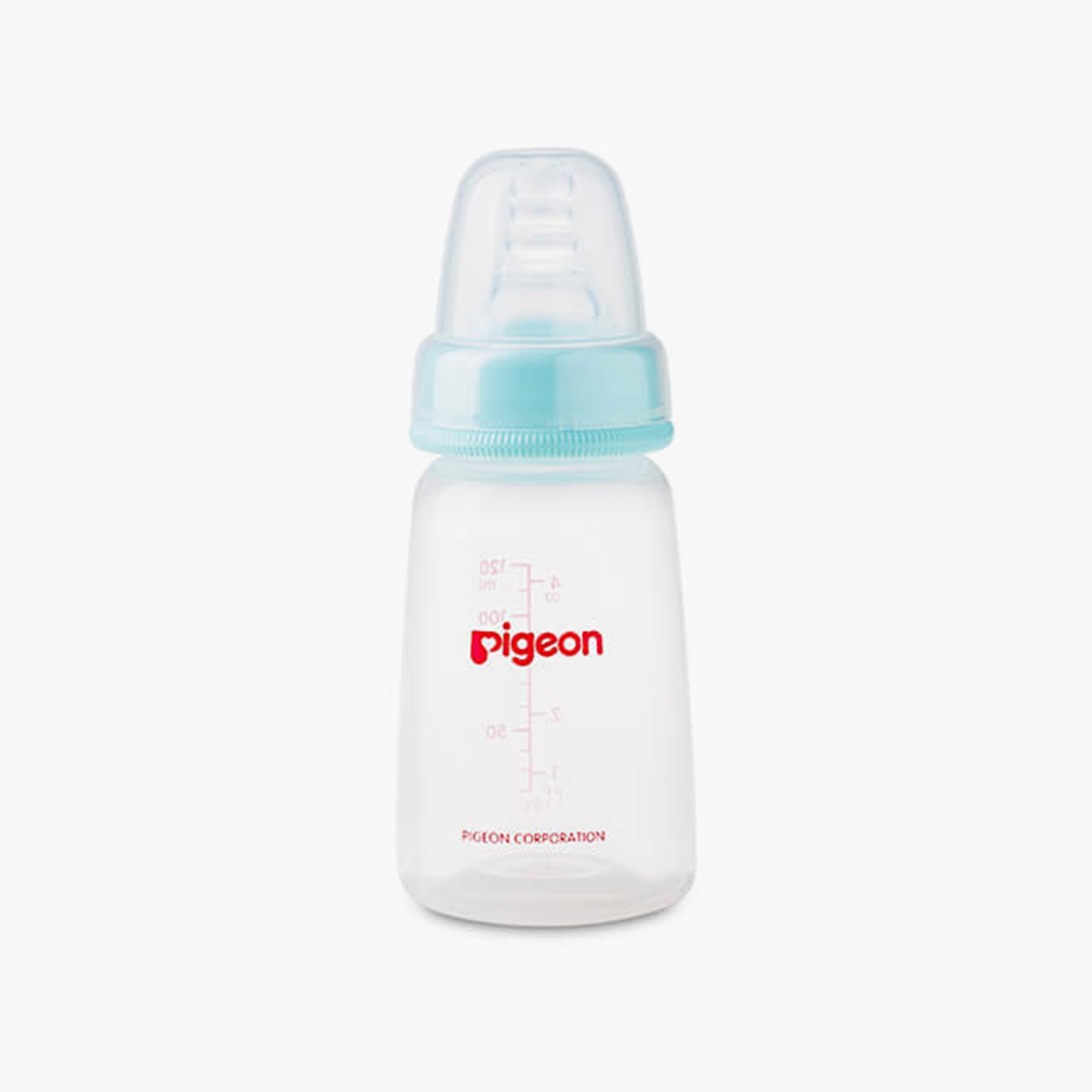 زجاجة رضاعة بغطاء شفافة ورقبة رفيعة من بيجون، أزرق سماوي، 120 مل-baby-feeding-feedingbottles-bottlesandteats-image-1