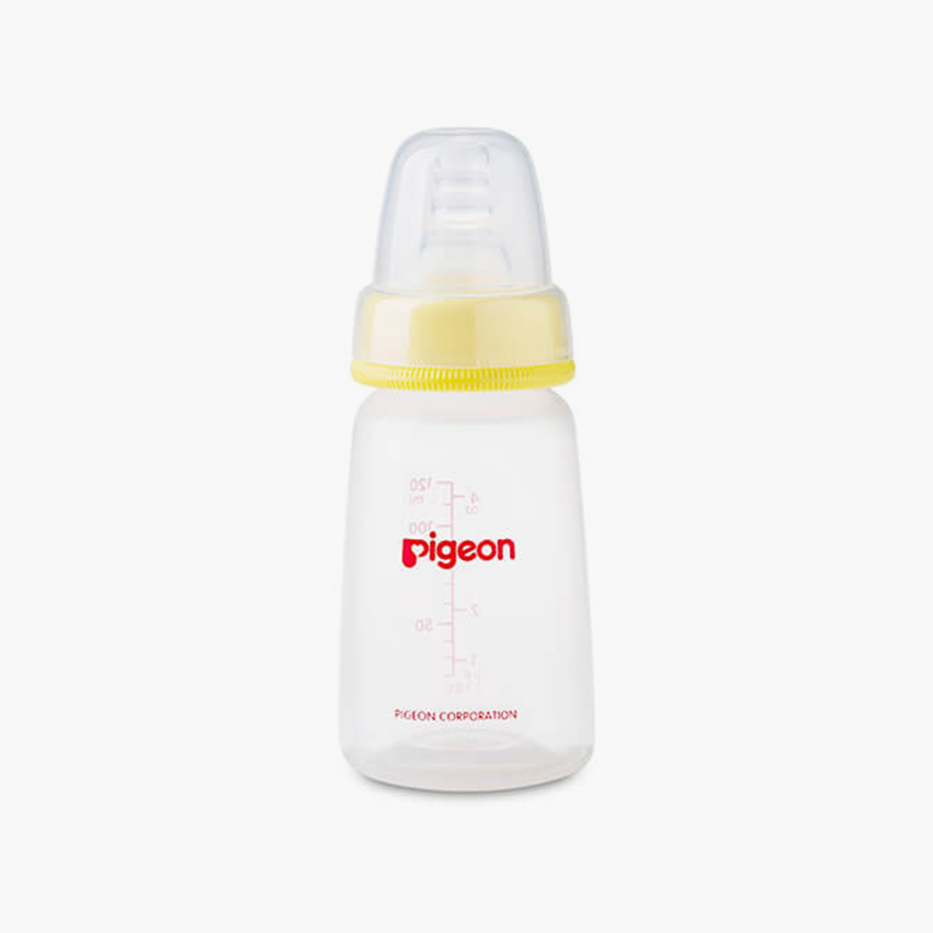 Pigeon Slim Neck Clear Cap Feeding Bottle, Yellow, 120 ml-baby-feeding-feedingbottles-bottlesandteats-image-1