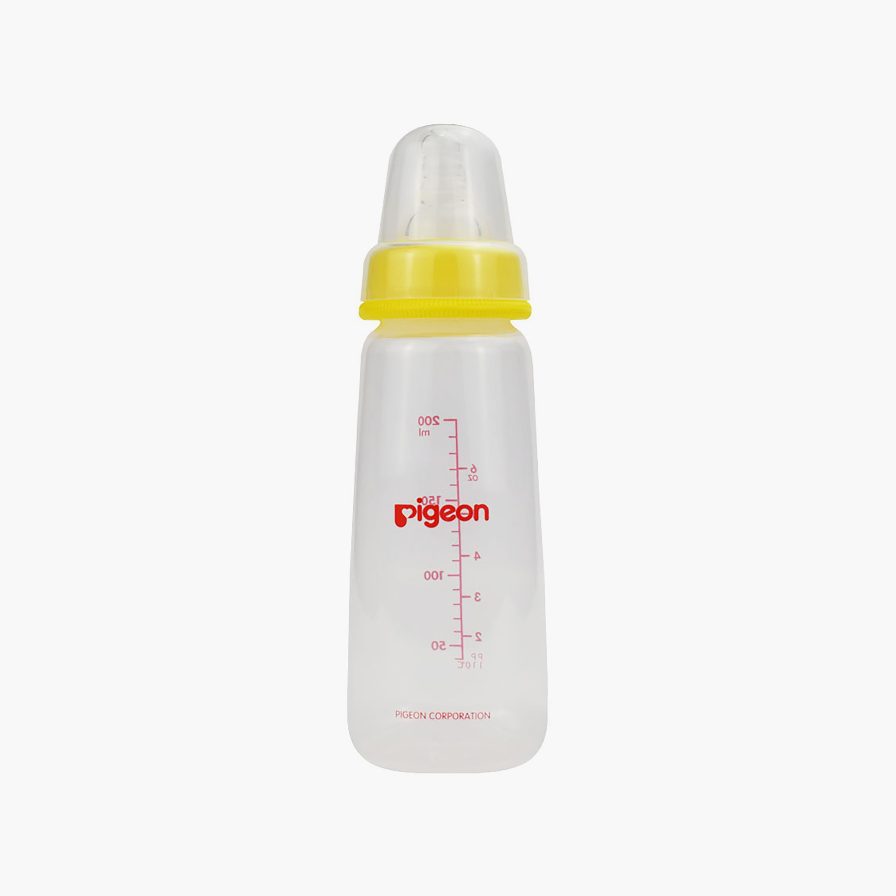 Pigeon Slim Neck Clear Cap Feeding Bottle- 200 ml- Yellow-baby-feeding-feedingbottles-bottlesandteats-image-1
