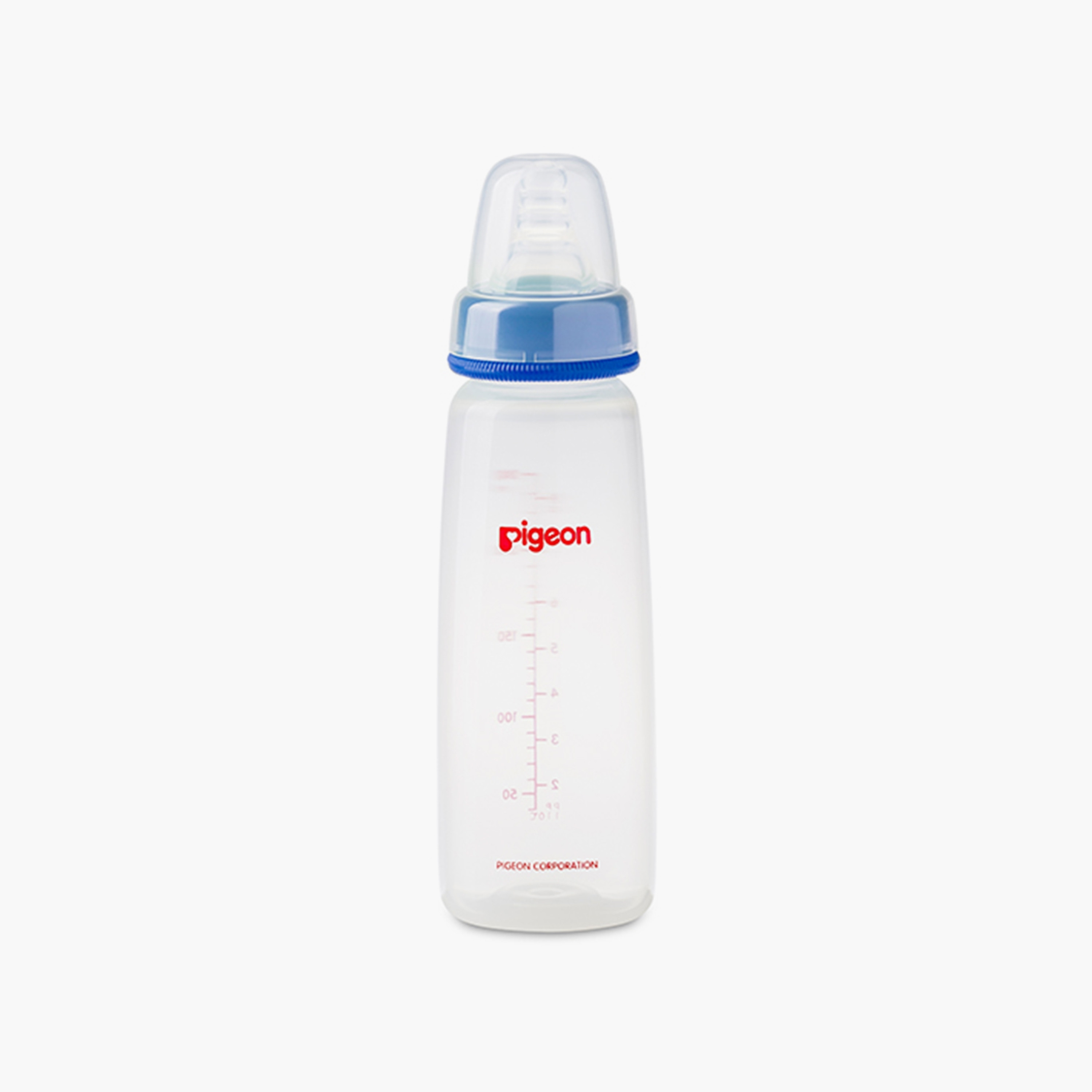 زجاجة رضاعة بغطاء شفافة ورقبة رفيعة من بيجون، أزرق، 240 مل-baby-feeding-feedingbottles-bottlesandteats-image-1