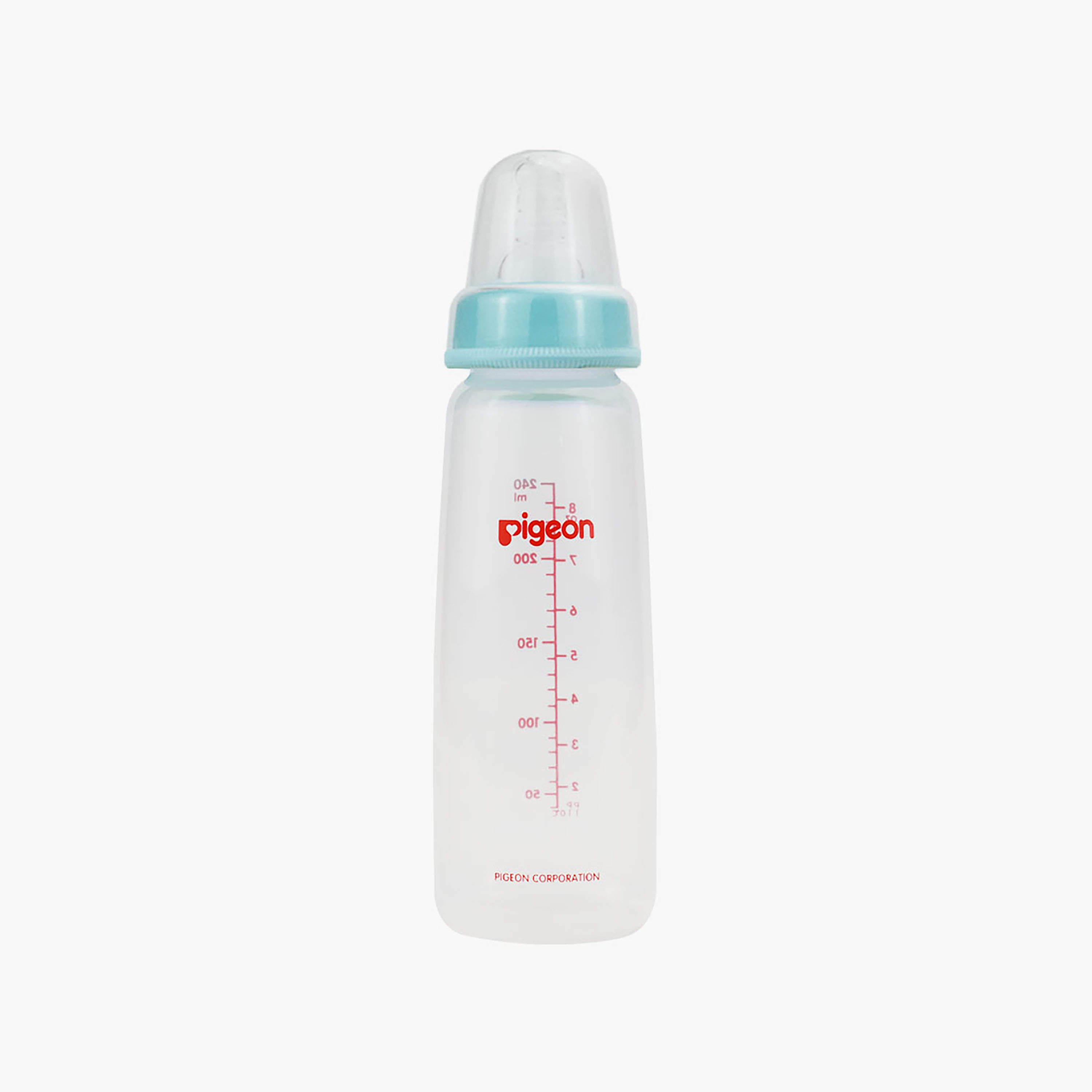 زجاجة رضاعة بغطاء شفافة ورقبة رفيعة من بيجون، 240 مل، أزرق سماوي-baby-feeding-feedingbottles-bottlesandteats-image-1