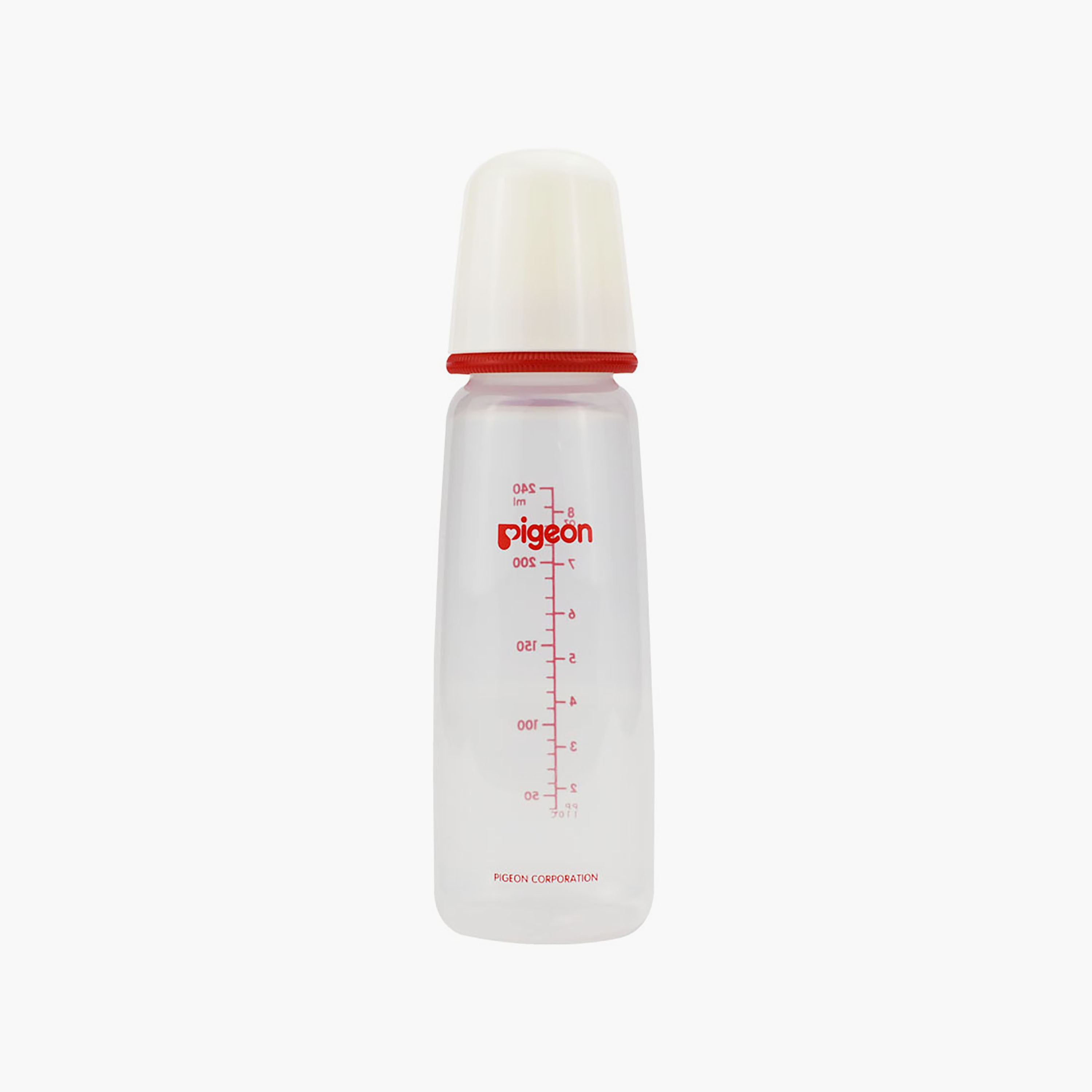 Pigeon Slim Neck White Cap Feeding Bottle- 240 ml- Red-baby-feeding-feedingbottles-bottlesandteats-image-1