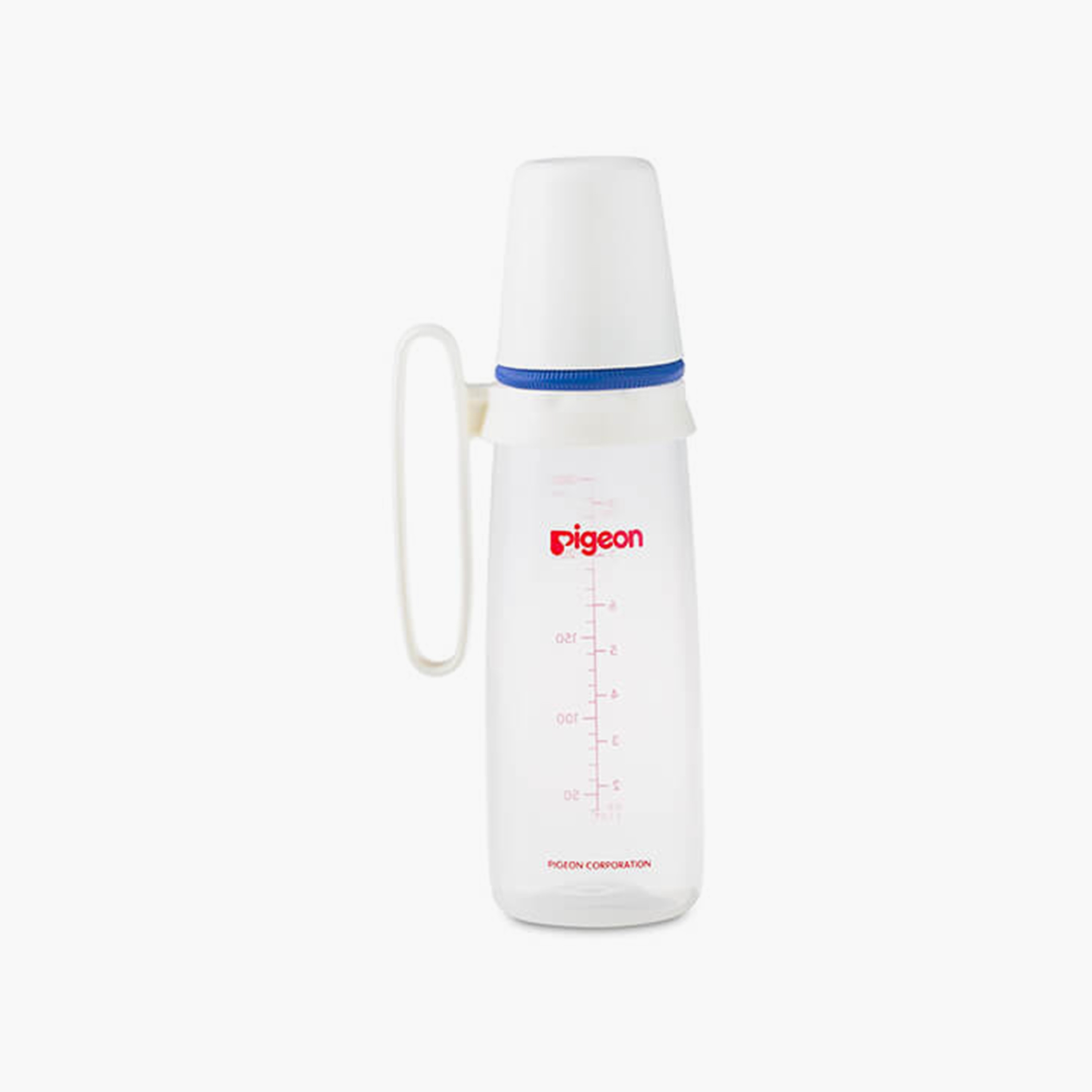 Pigeon Slim Neck White Cap Feeding Bottle with Handle, Blue, 240 ml-baby-feeding-feedingbottles-bottlesandteats-image-1