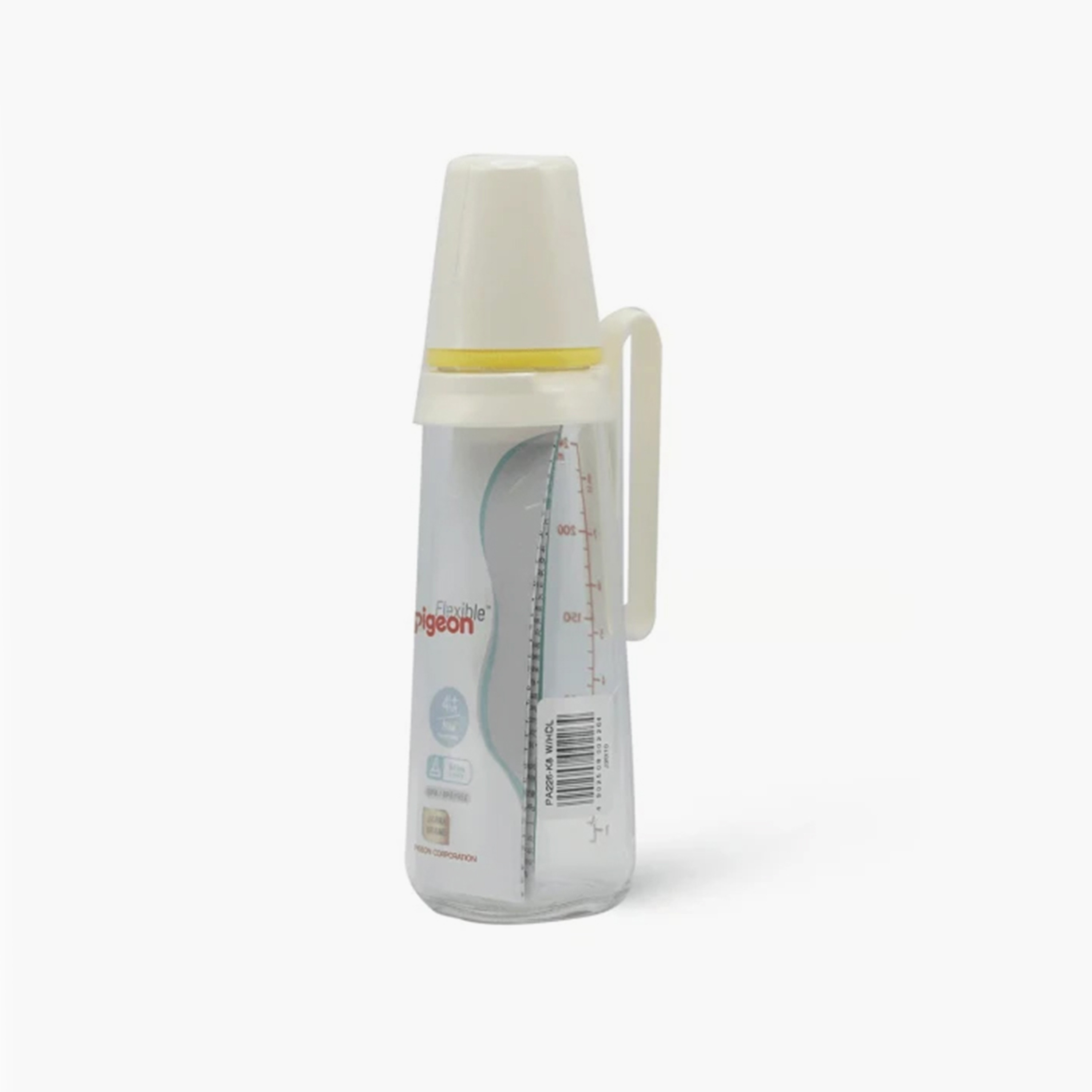Pigeon Slim Neck White Cap Feeding Bottle with Handle, Yellow, 240 ml-baby-feeding-feedingbottles-bottlesandteats-image-1