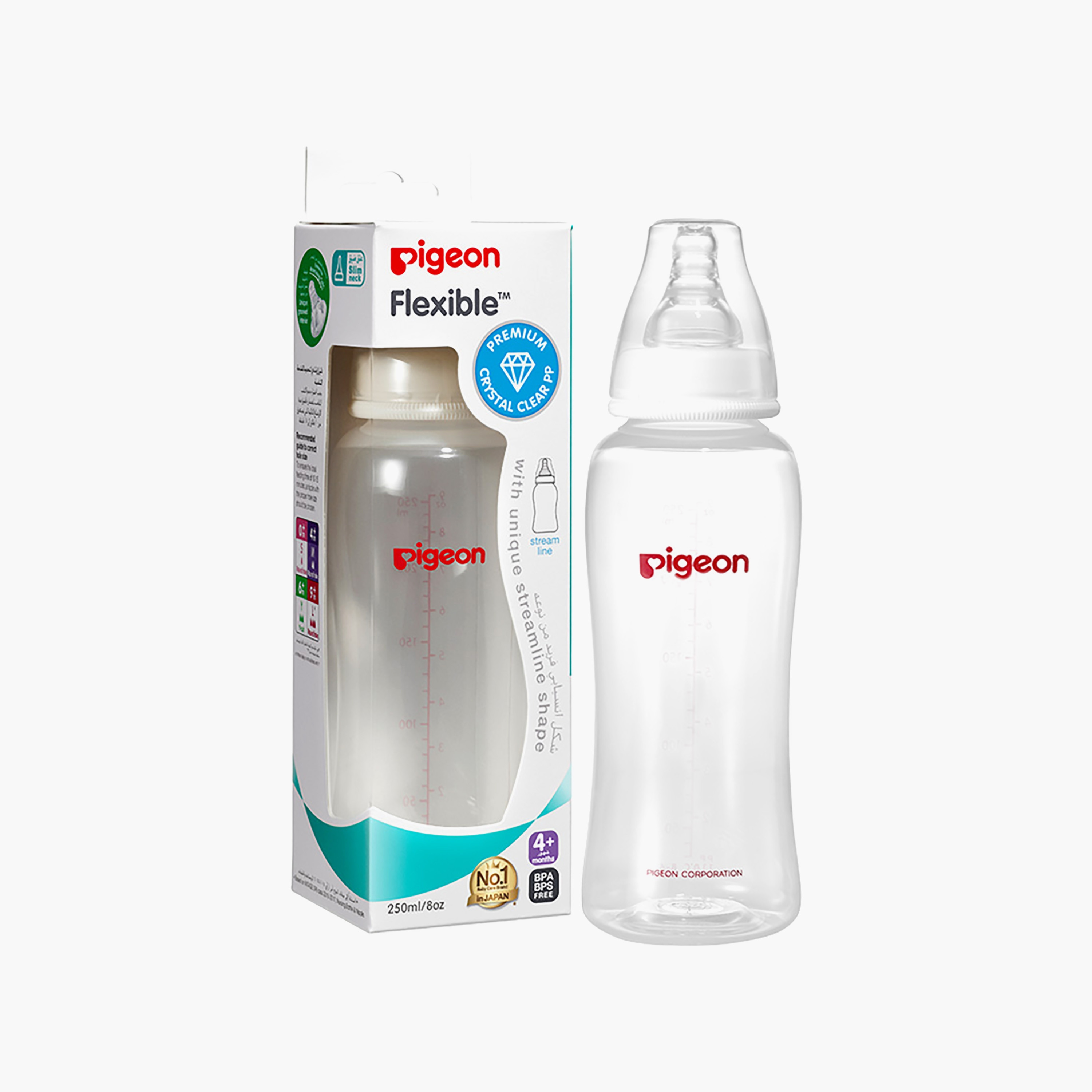 Pigeon Flexible Streamline Feeding Bottle, 250 ml-baby-feeding-feedingbottles-bottlesandteats-image-1