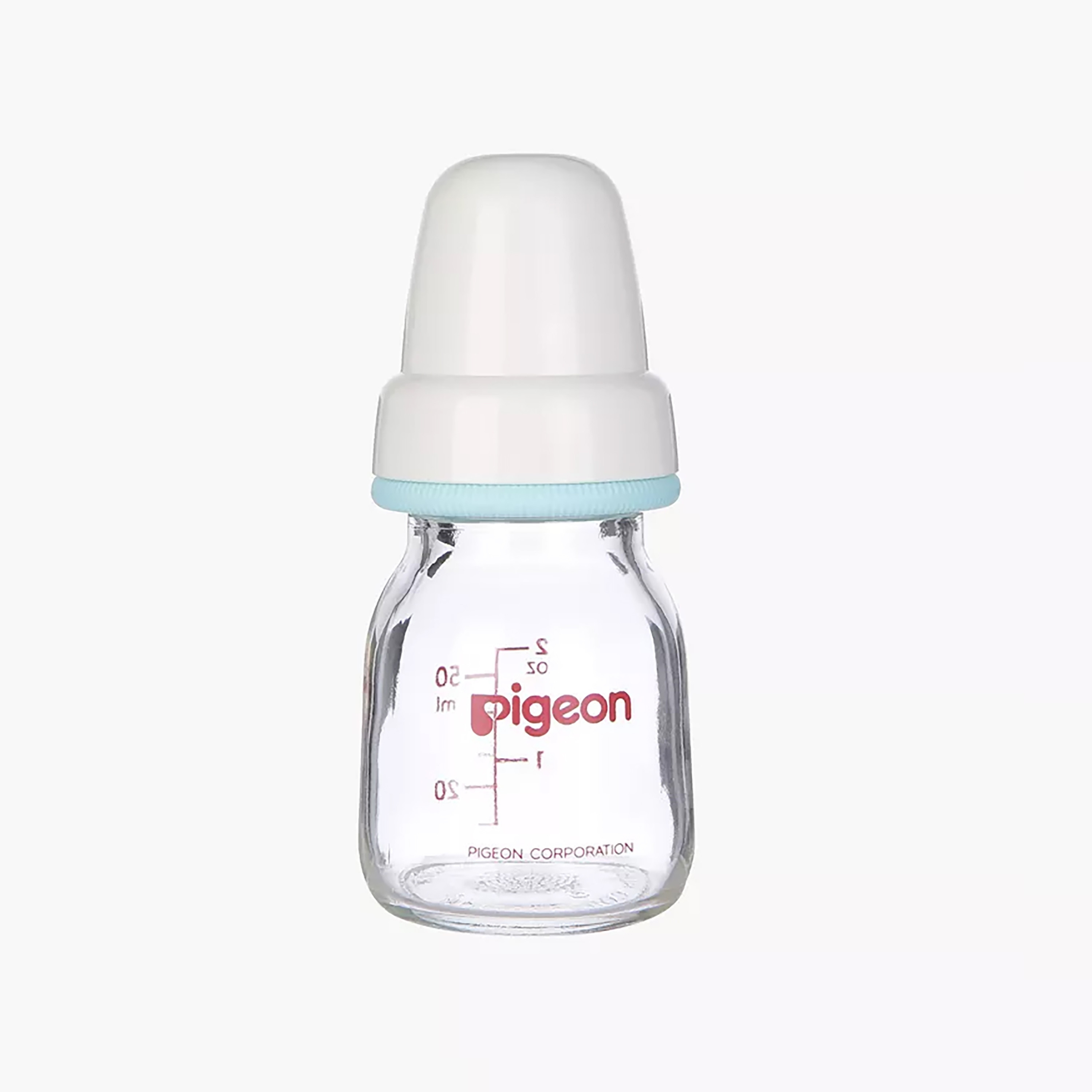 Pigeon Slim Neck White Cap Glass Feeding Bottle, Blue, 50 ml-baby-feeding-feedingbottles-bottlesandteats-image-1