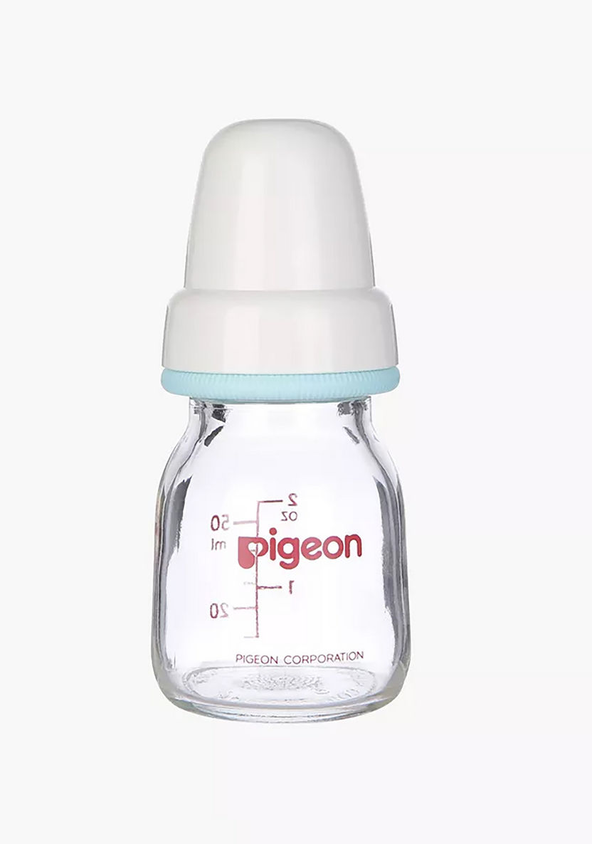Shop Pigeon Slim Neck White Cap Glass Feeding Bottle, Blue, 50 ml