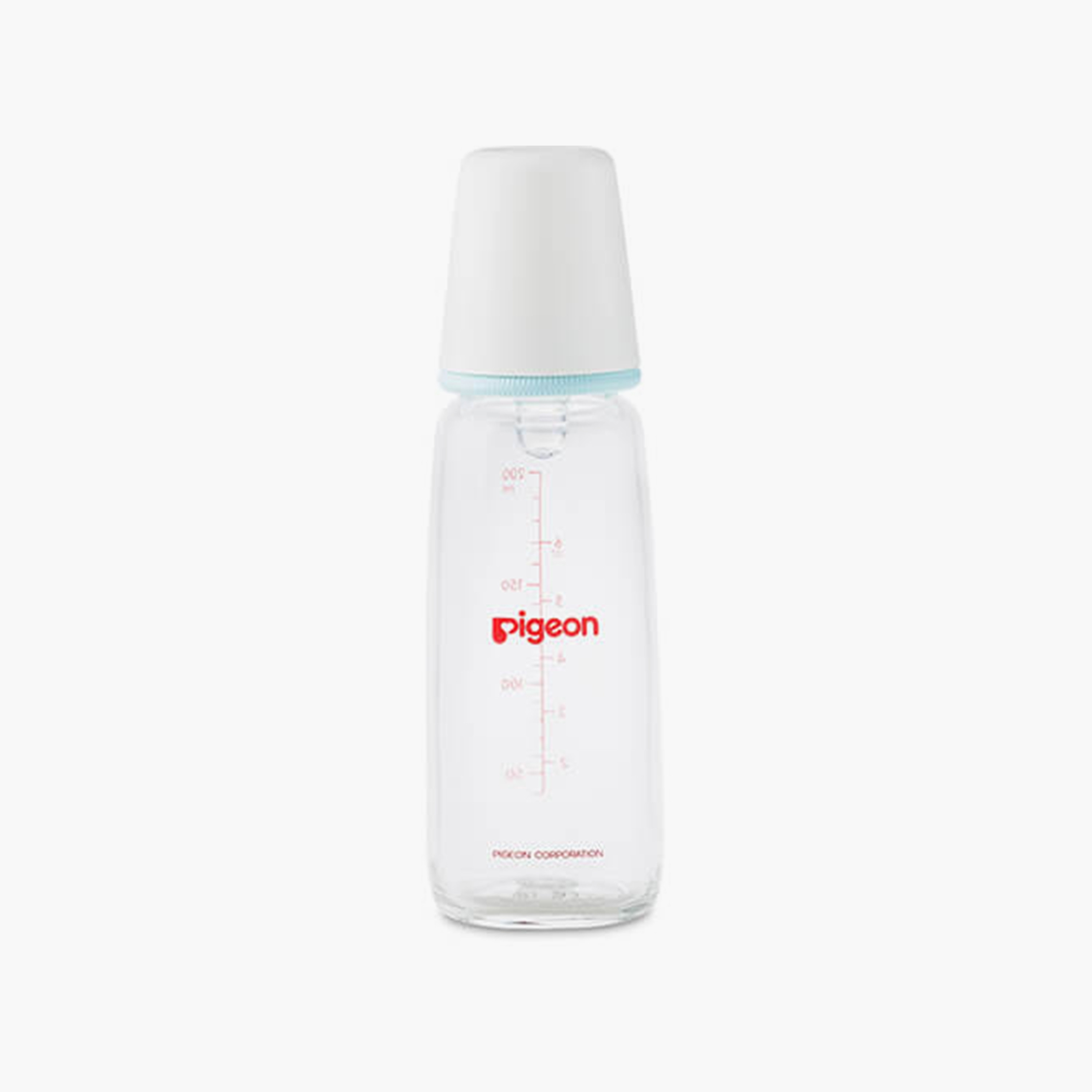 زجاجة رضاعة زجاجية بغطاء بيضاء ورقبة رفيعة من بيجون، أزرق، 200 مل-baby-feeding-feedingbottles-bottlesandteats-image-1