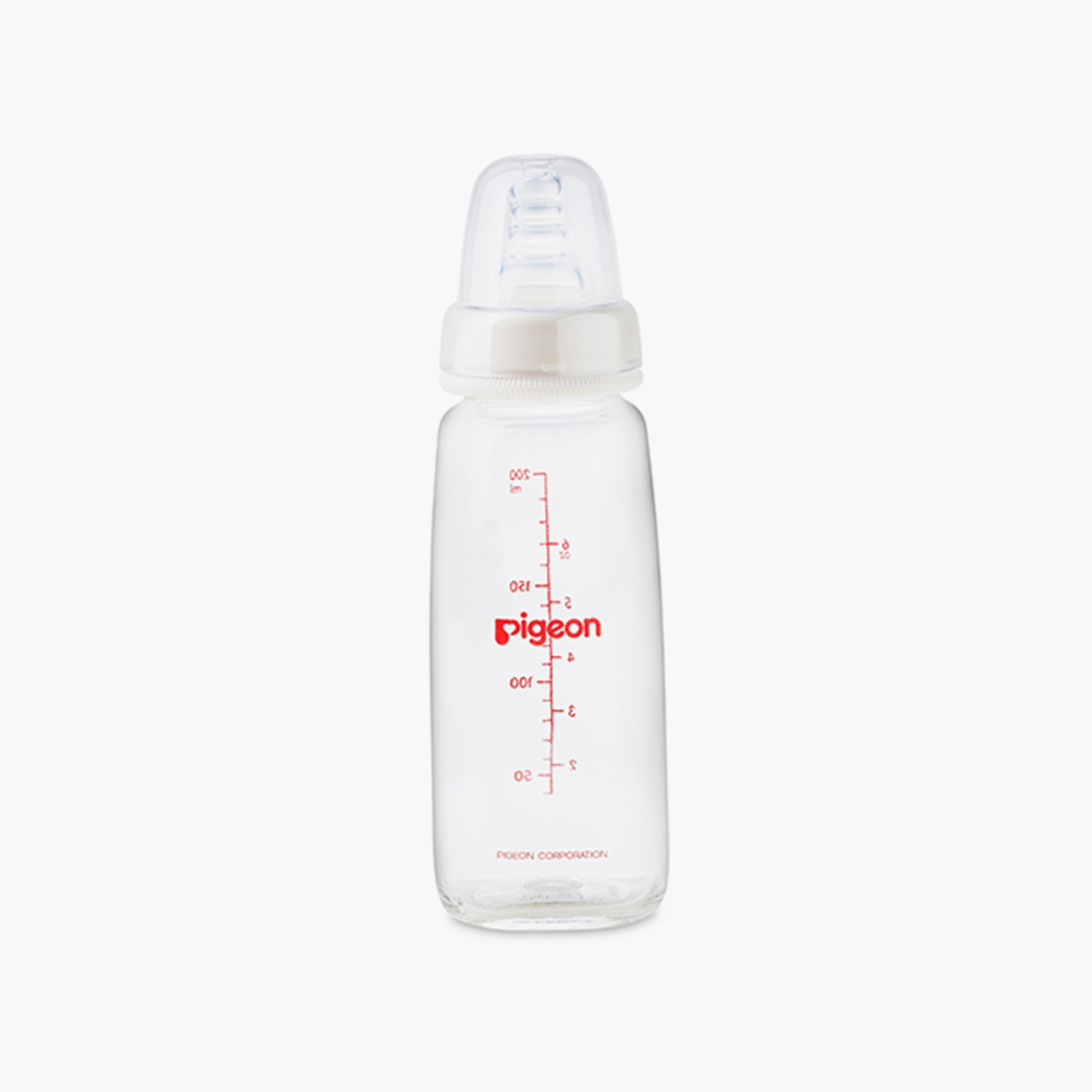 Pigeon Slim Neck Clear Cap Glass Feeding Bottle - 200 ml-baby-feeding-feedingbottles-bottlesandteats-image-1