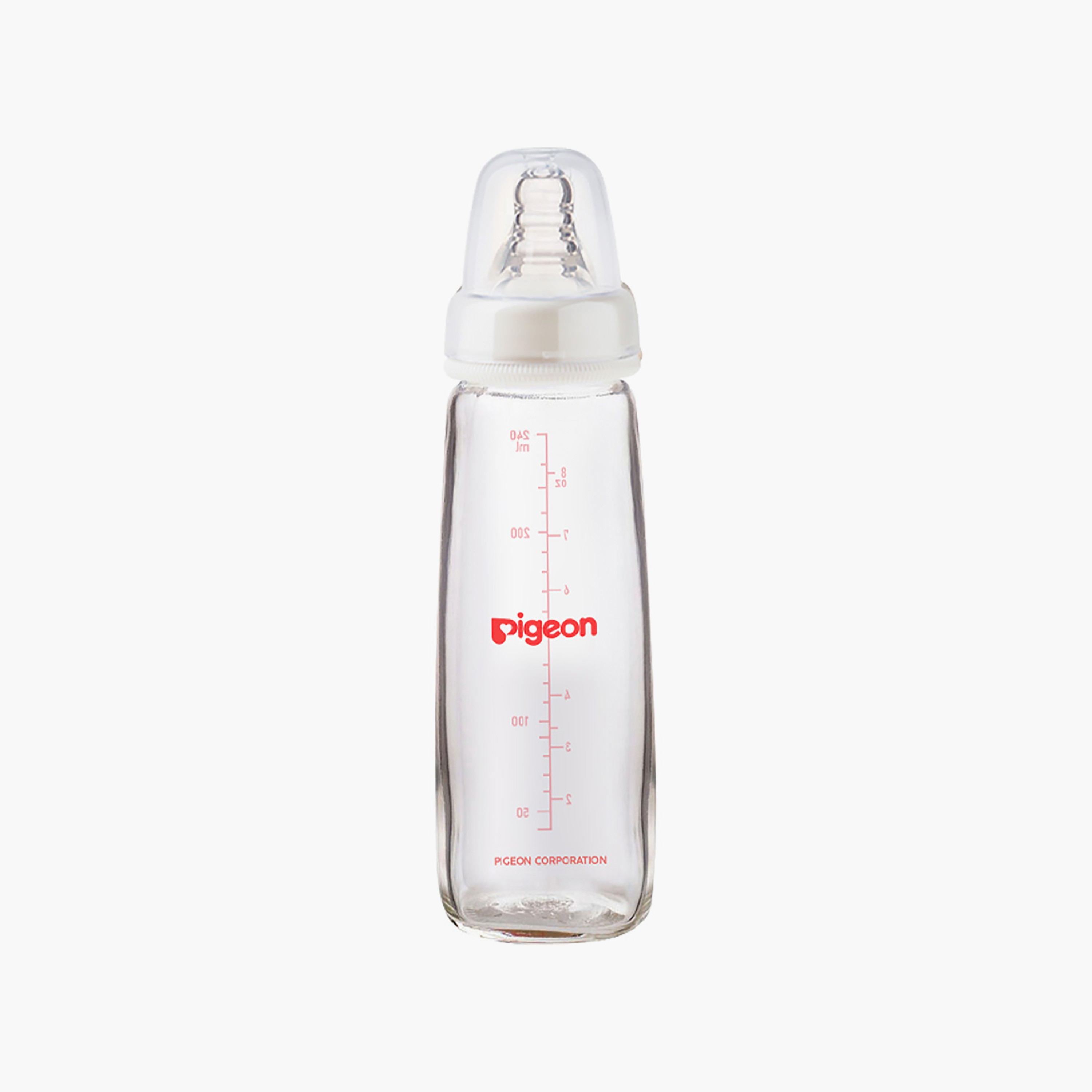 Pigeon Slim Neck Clear Cap Glass Feeding Bottle- 240 ml-baby-feeding-feedingbottles-bottlesandteats-image-1