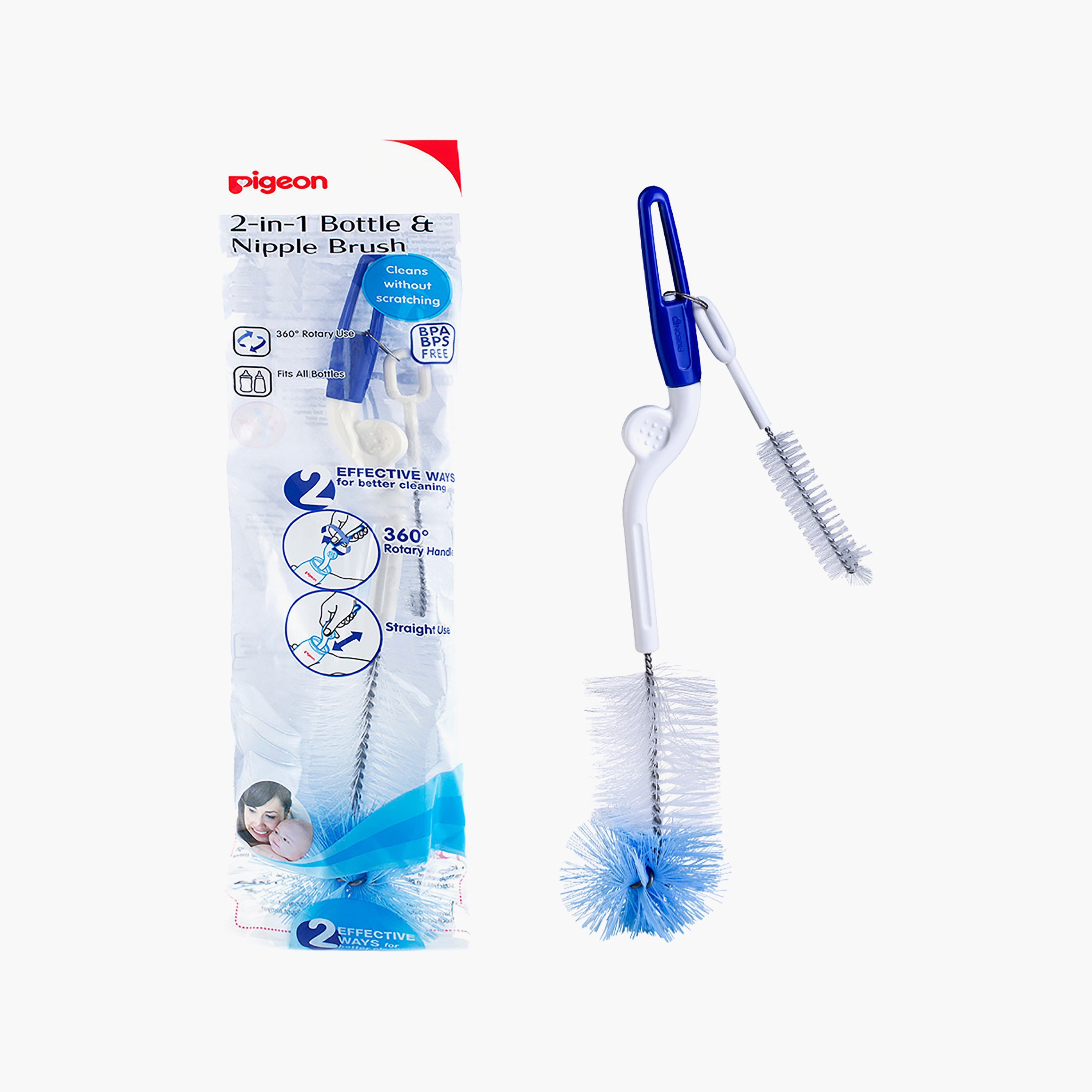 Pigeon 2 In 1 Bottle & Nipple Brush-baby-feeding-accessories-image-1