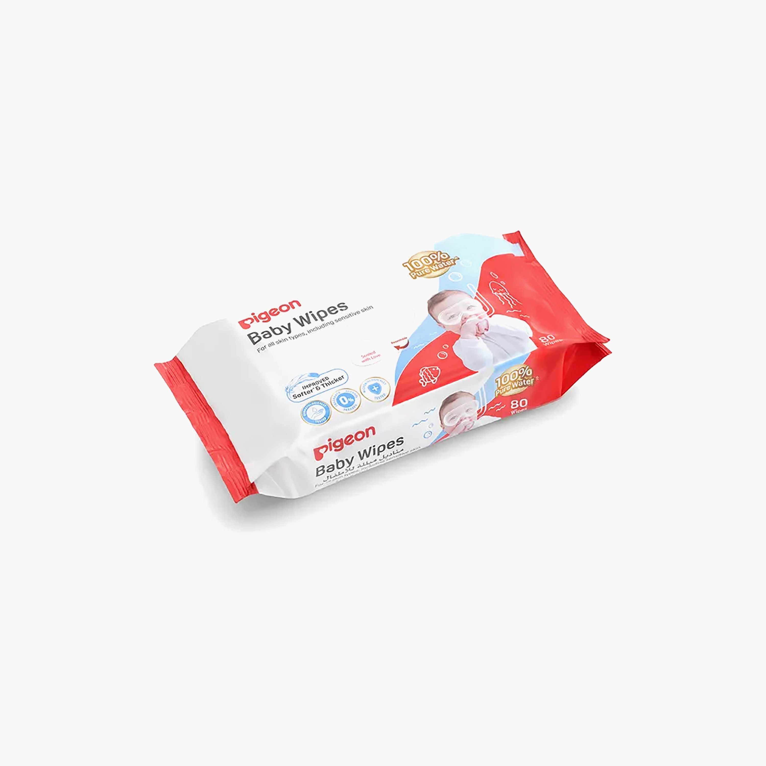 Pigeon 80-Piece 100% Pure Water Wipes-baby-diapering-babywipes-image-1