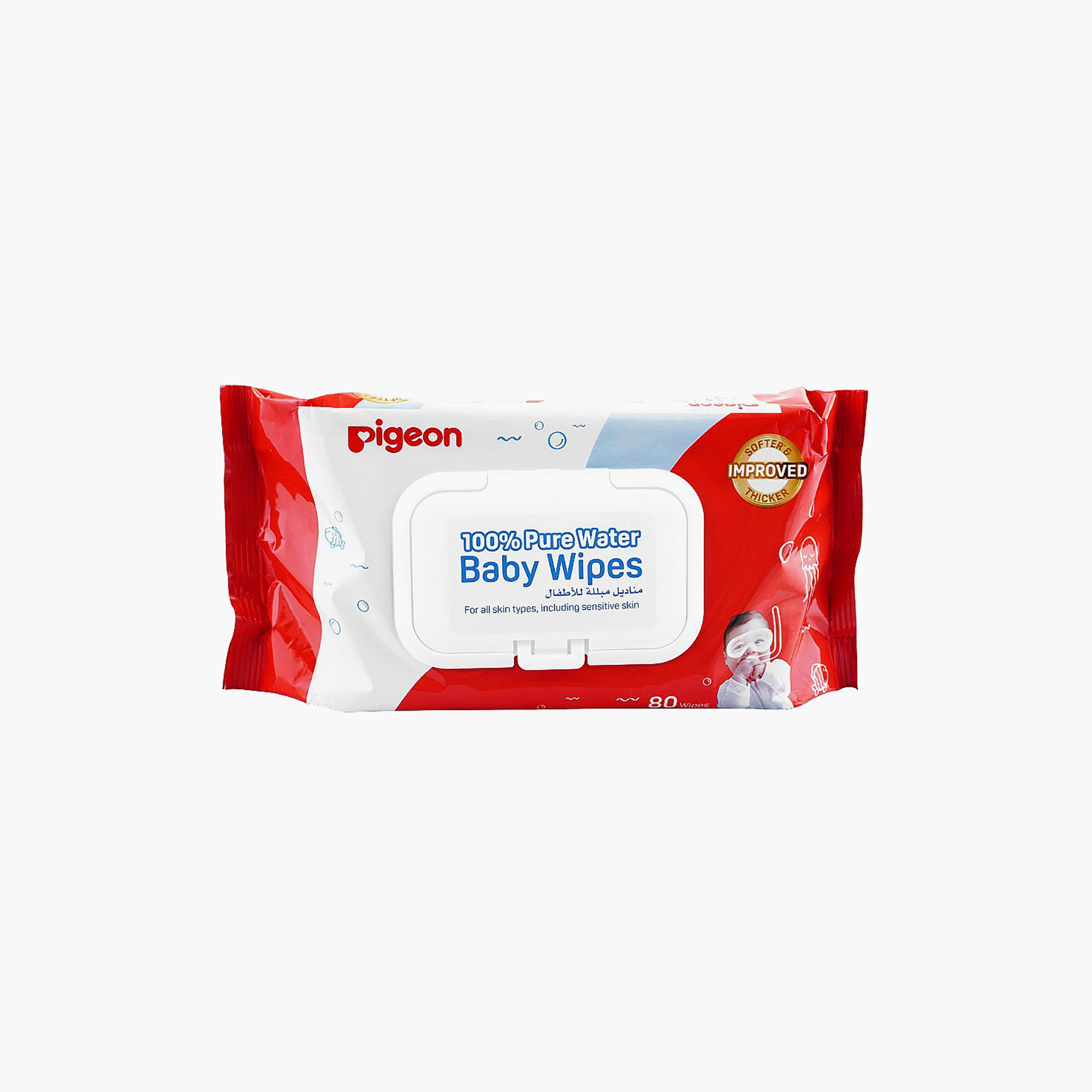 Pigeon 80-Piece 100% Pure Water Wipes-baby-diapering-babywipes-image-1