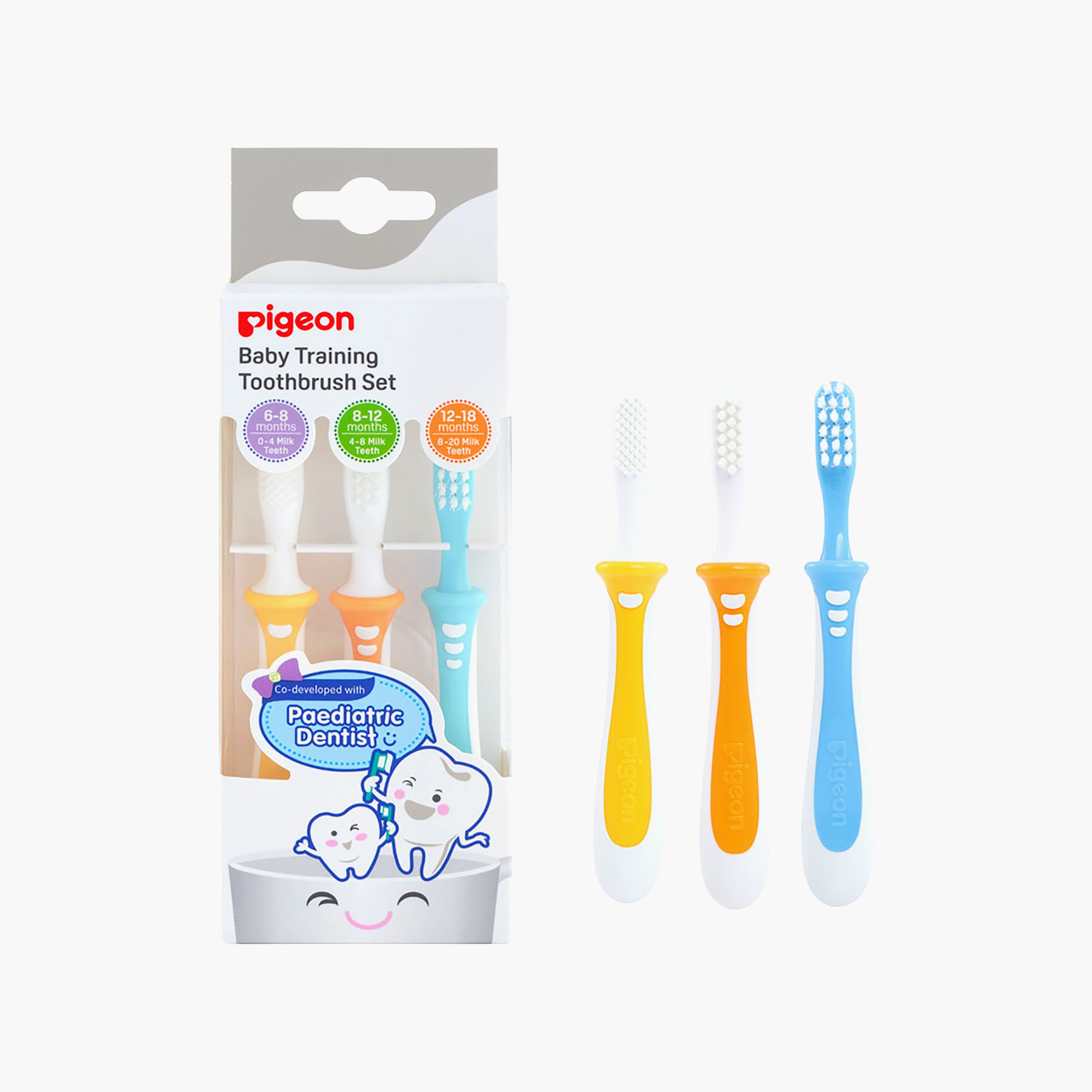 Pigeon 3-Piece Lesson 123 Training Toothbrushes-baby-bathandcare-oralcare-image-1