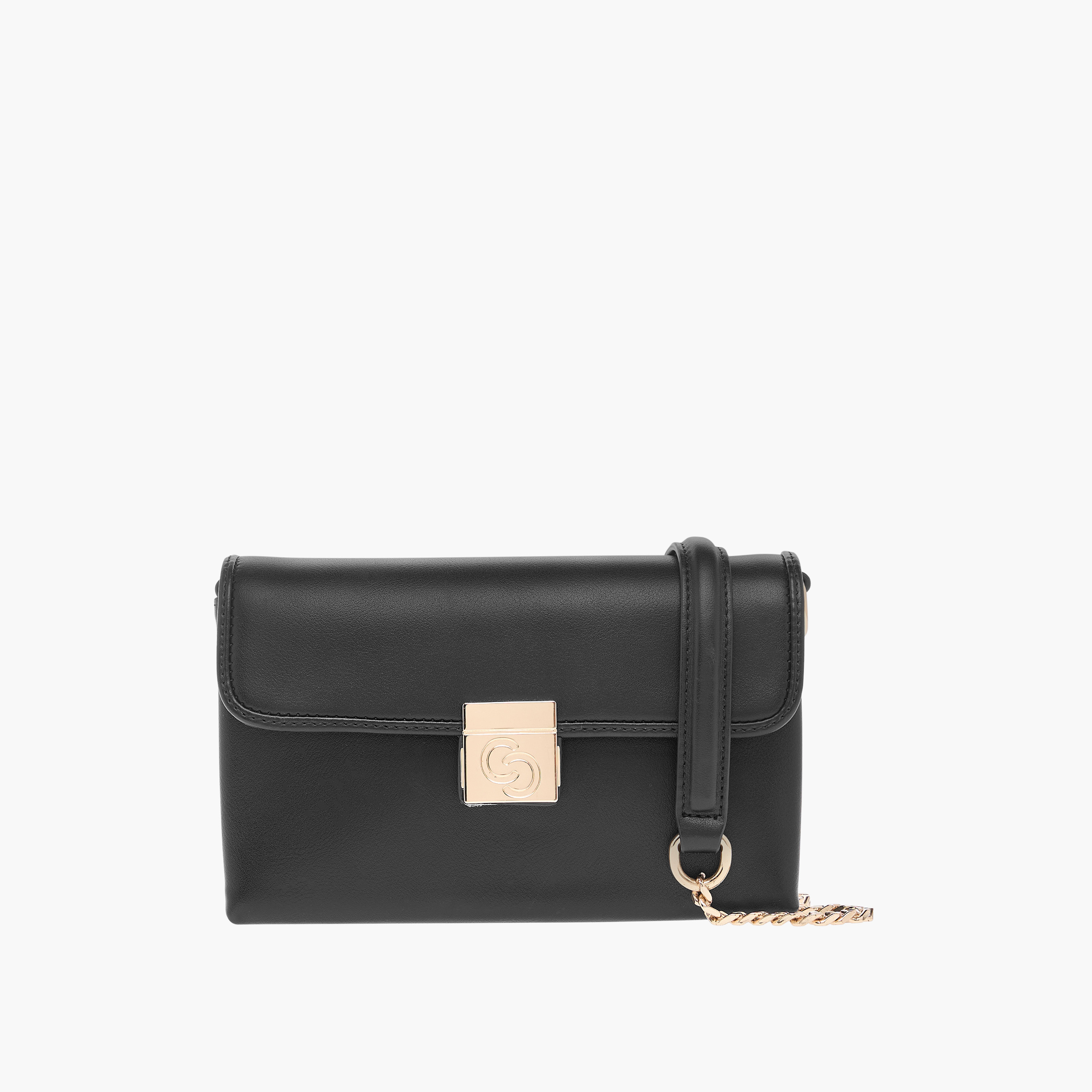 شنطة كروس بودي سادة بحزام سلسلة وطيّة إغلاق من سيليست-women-bagsandwallets-handbags-image-1