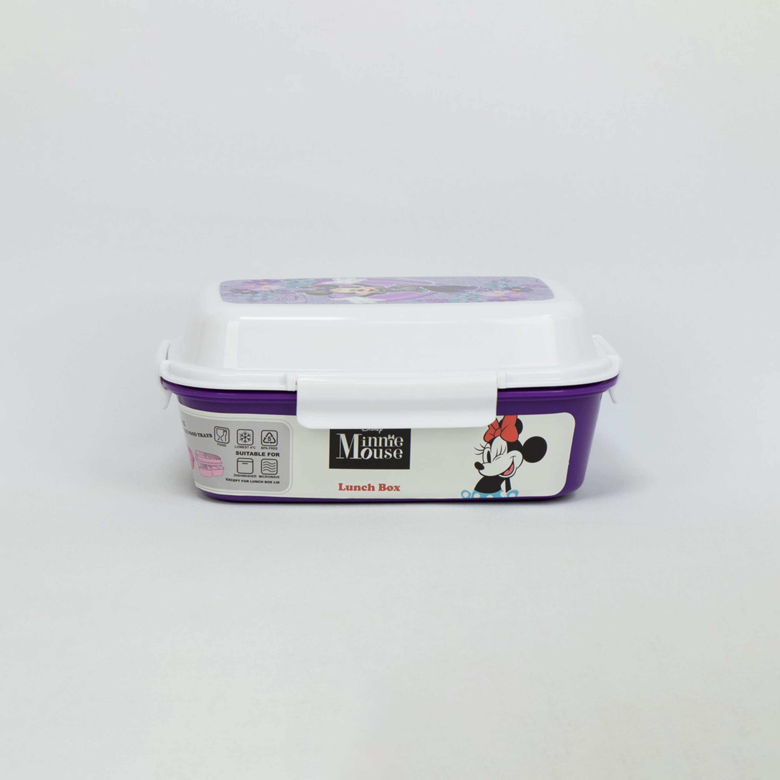 Disney Minnie Printed BPA Lunch Box with 4 Clip Closure & 4 Trays - Purple-school-lunchessentials-lunchboxes-image-3