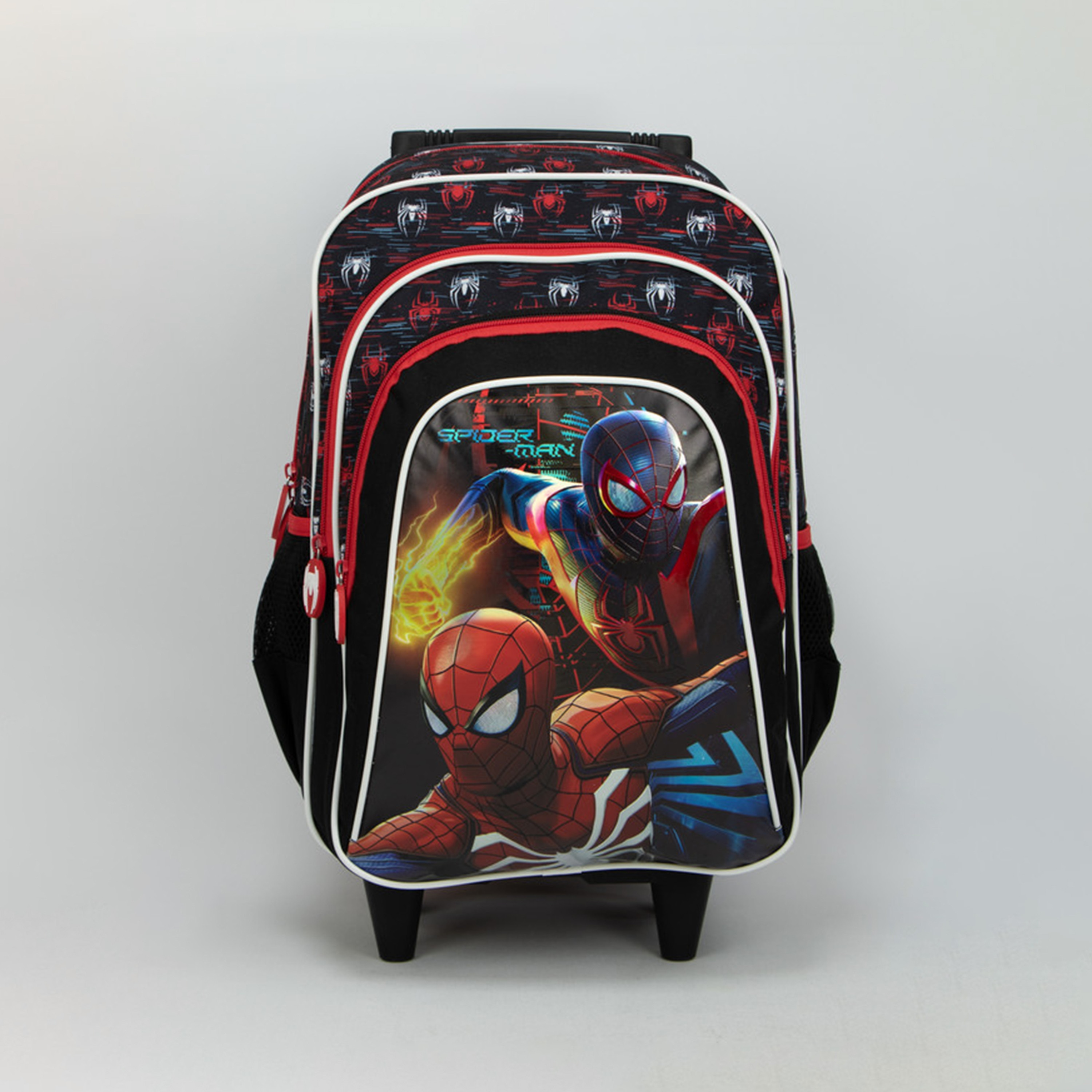 حقيبة ظهر بعجلات مطبوعة من سبايدرمان - أسود - 16 بوصة-school-bagsandbackpacks-trolleybags-image-1
