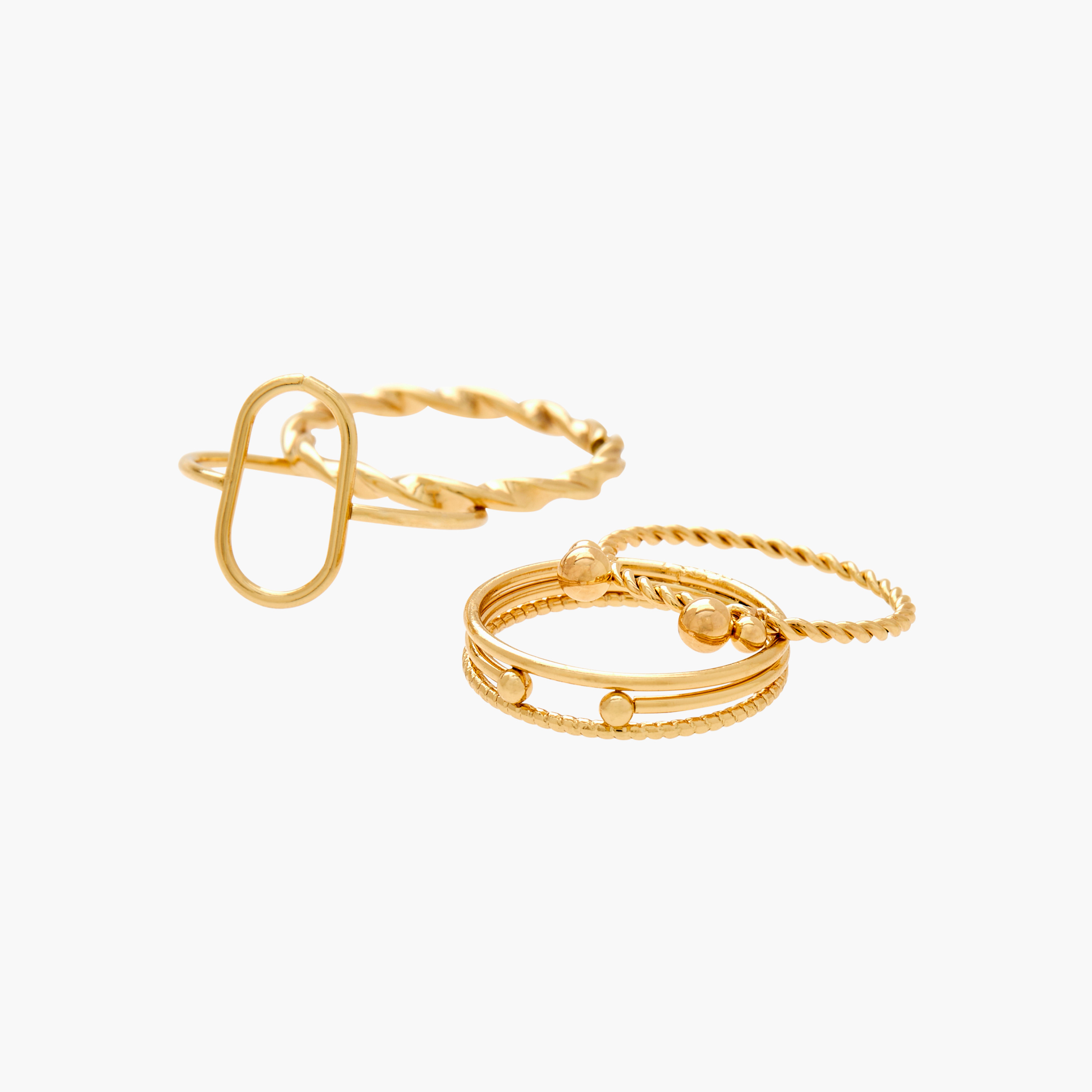 Textured 4-Piece Ring Set - L-XL-women-watchesandjewellery-jewellery-rings-image-1