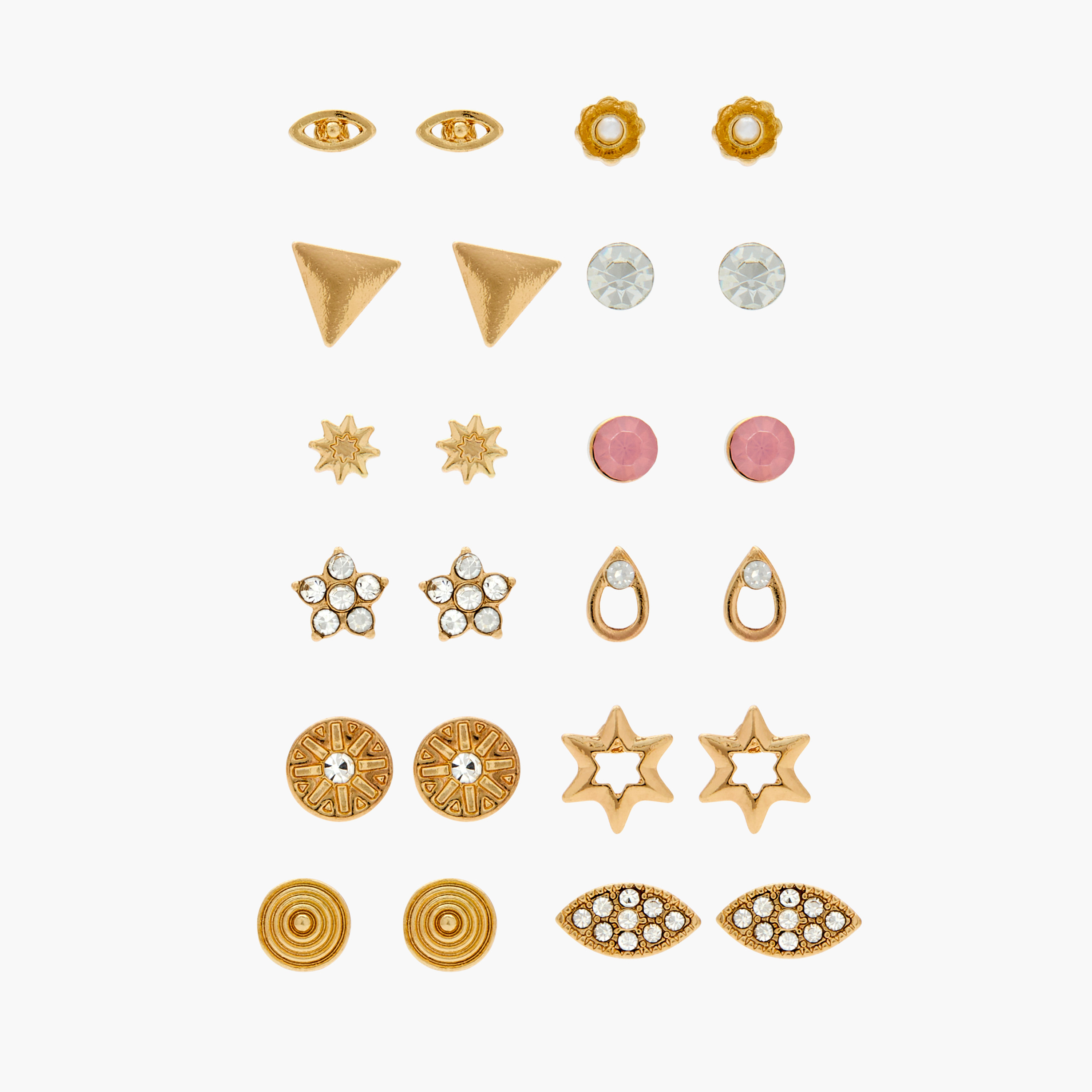 Assorted Stud Earrings with Pushback Closure - Set of 12-women-watchesandjewellery-jewellery-earrings-image-1