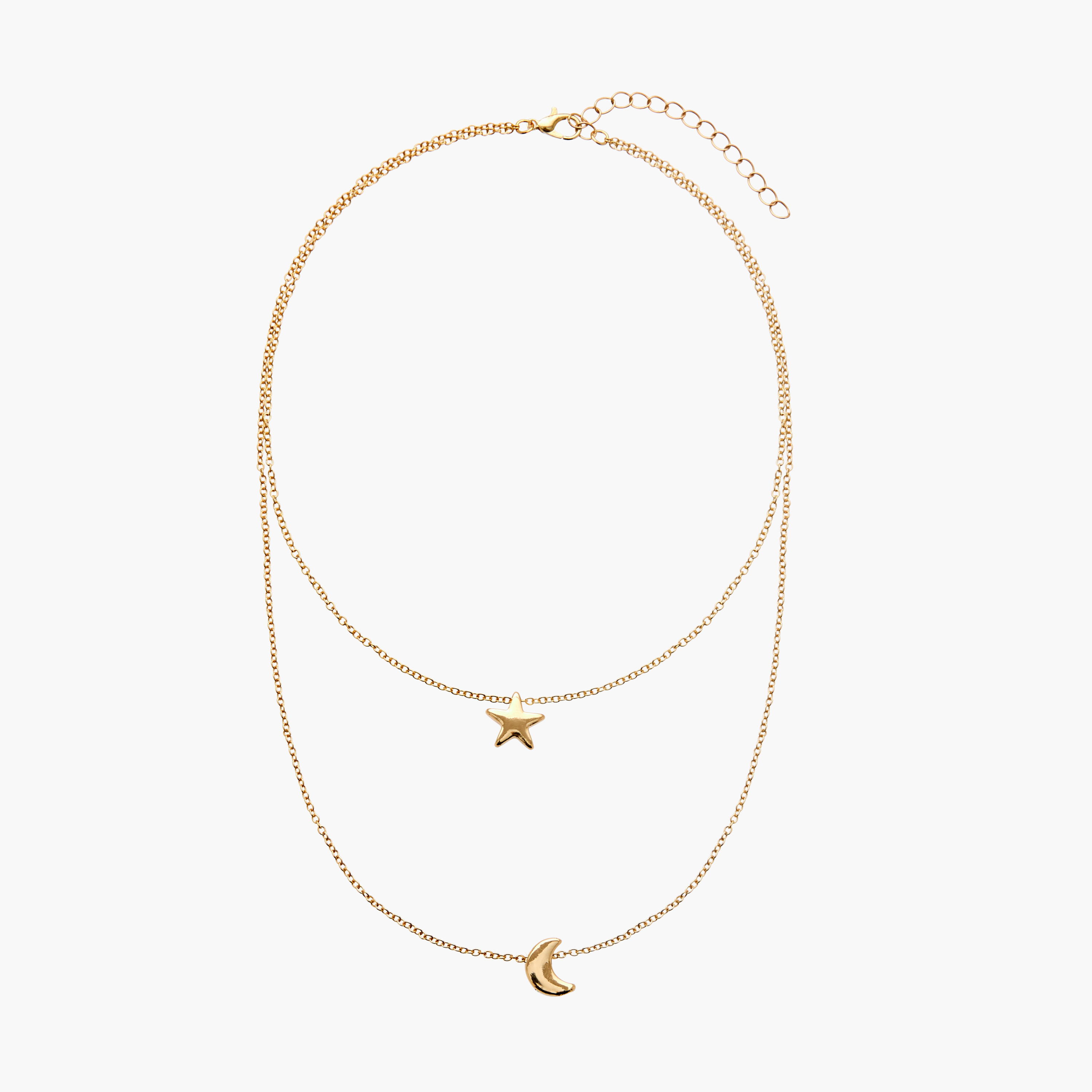 Star and Moon Pendant Layered Necklace with Lobster Clasp Closure-women-watchesandjewellery-jewellery-necklacesandpendants-image-1