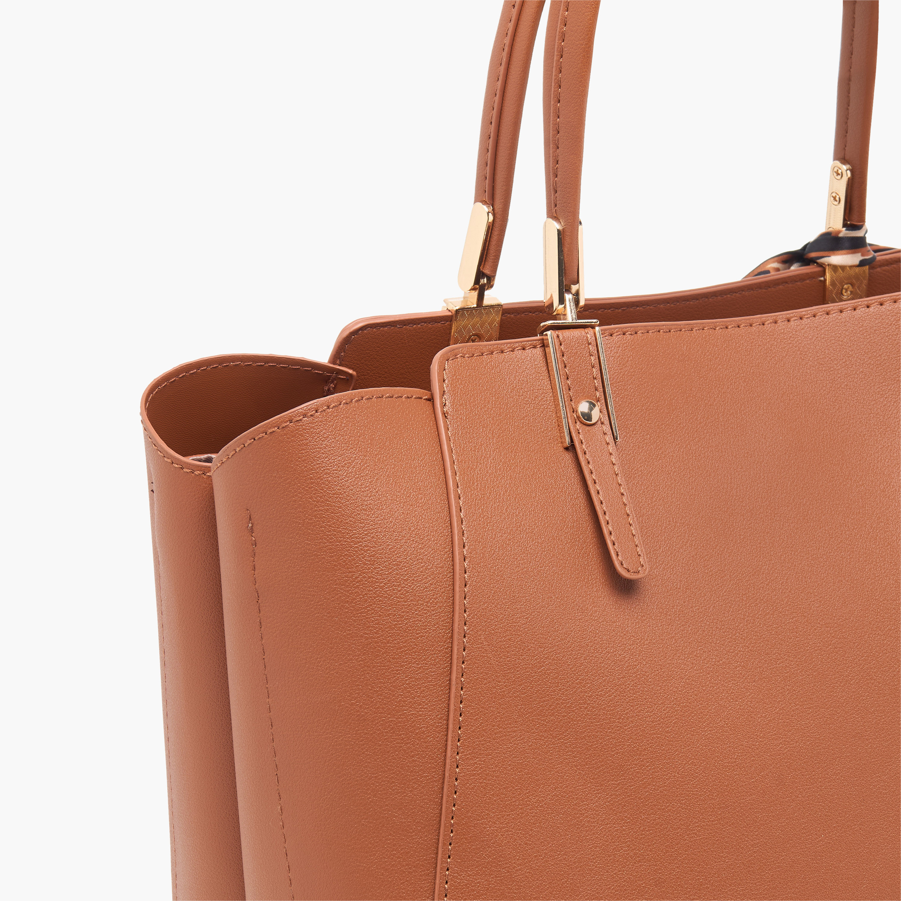 Bessie London Solid Tote Bag with Zip Closure and Scarf Accent-women-bagsandwallets-handbags-image-6