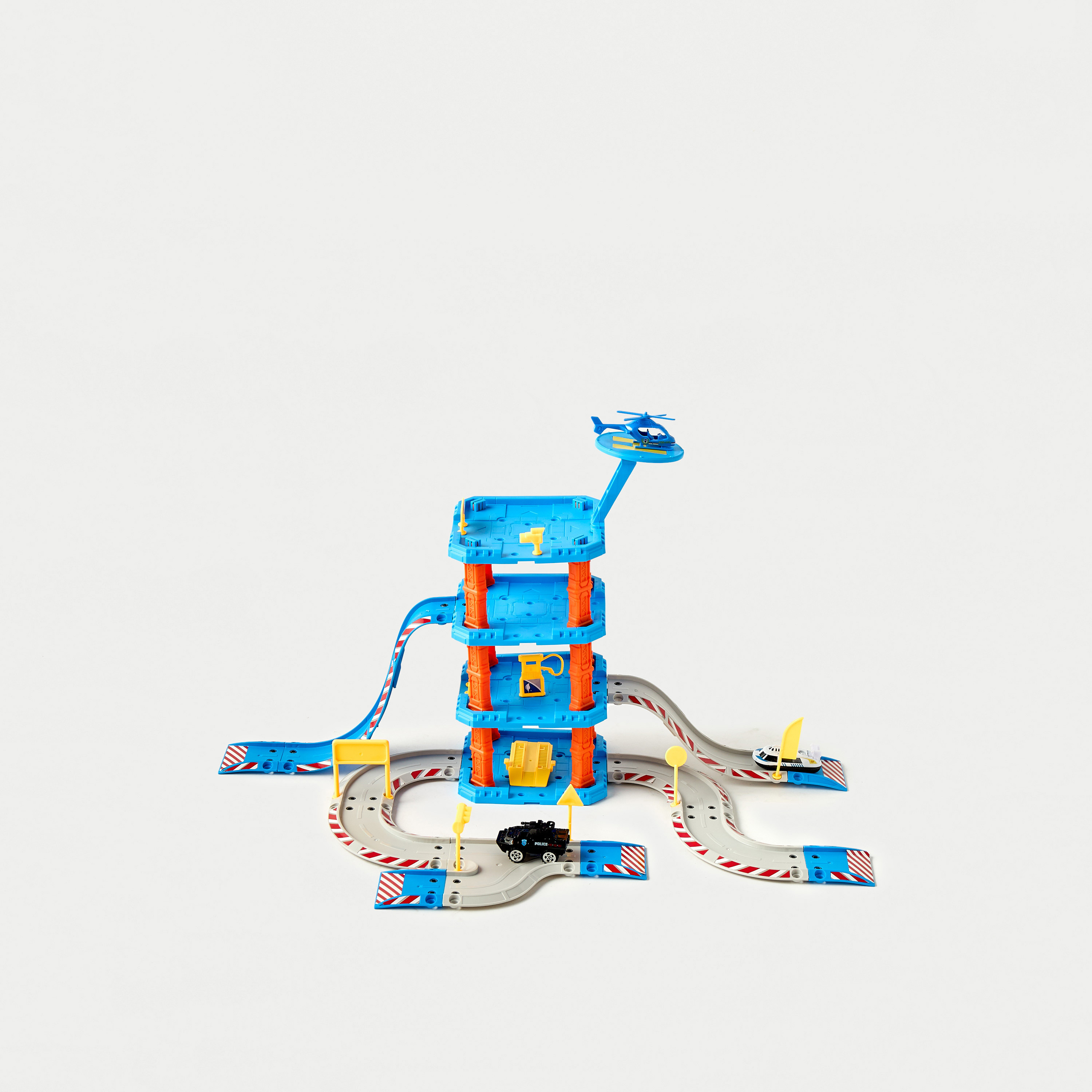 مجموعة ألعاب مضمار موقف سيارات الشرطة 66 قطعة-toys-playvehicles-vehicleplaysets-image-1