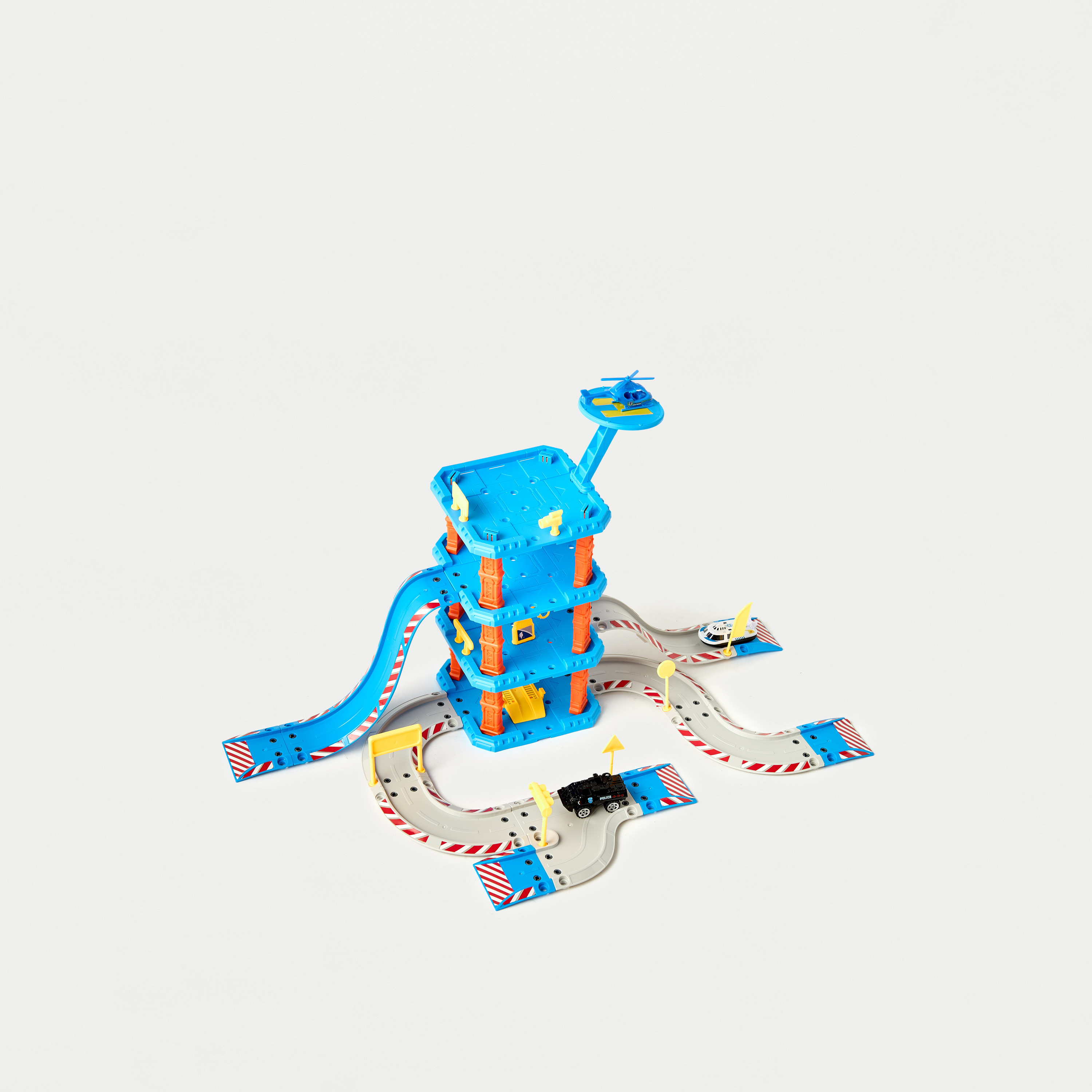 مجموعة ألعاب مضمار موقف سيارات الشرطة 66 قطعة-toys-playvehicles-vehicleplaysets-image-2