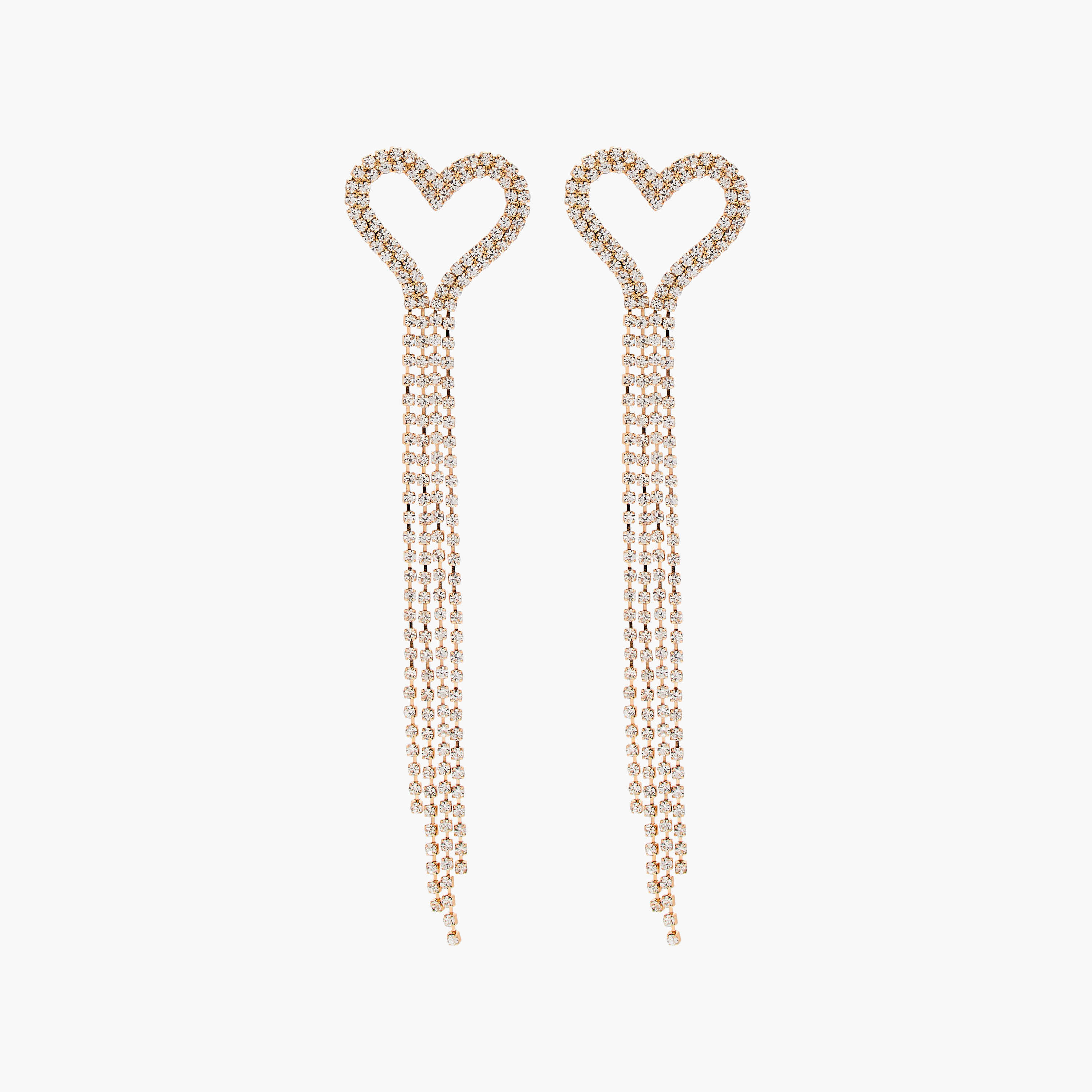 Stone Embellished Heart Shaped Dangling Earrings with Pushback Closure-women-watchesandjewellery-jewellery-earrings-image-1