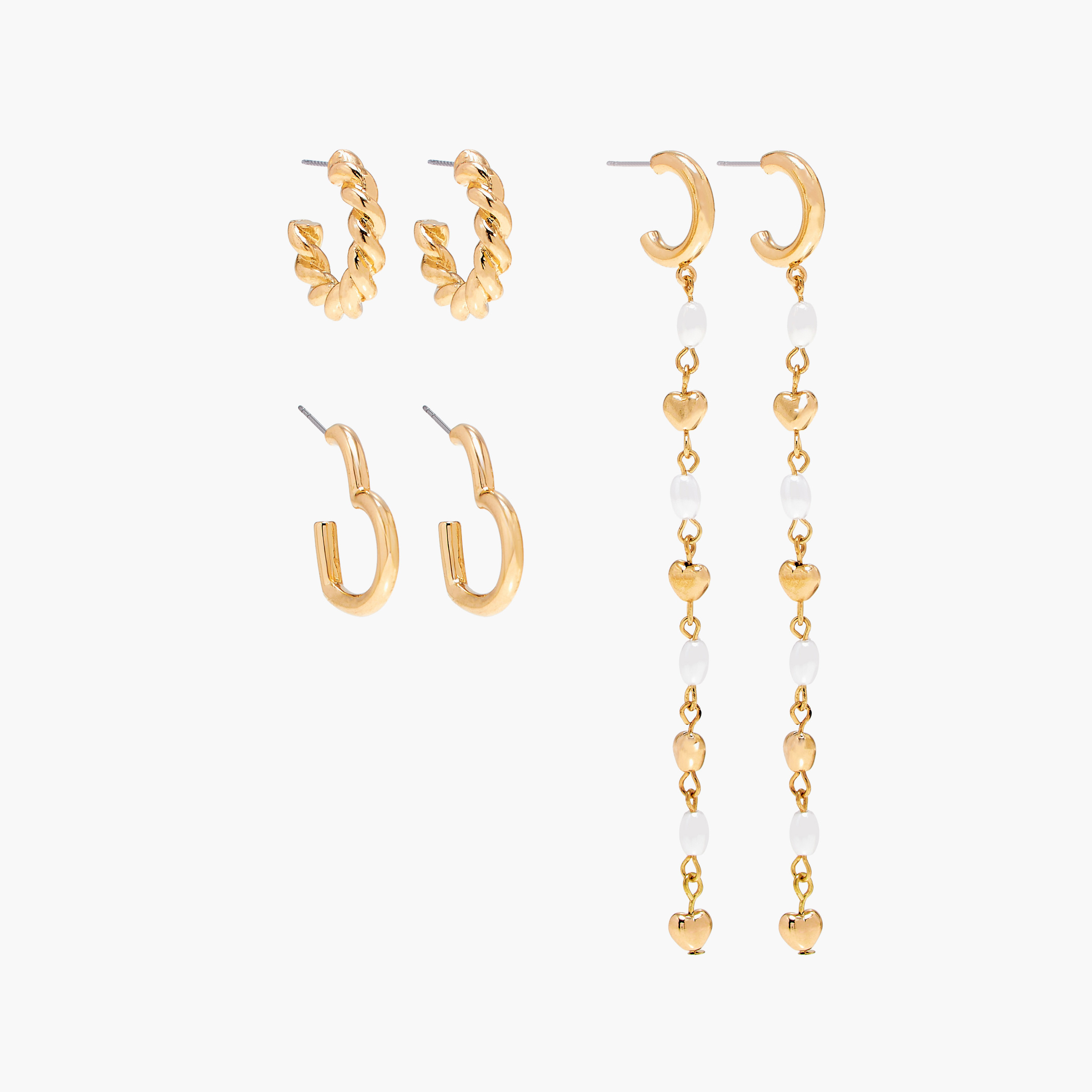 Metallic Earrings - Set of 3-women-watchesandjewellery-jewellery-earrings-image-1