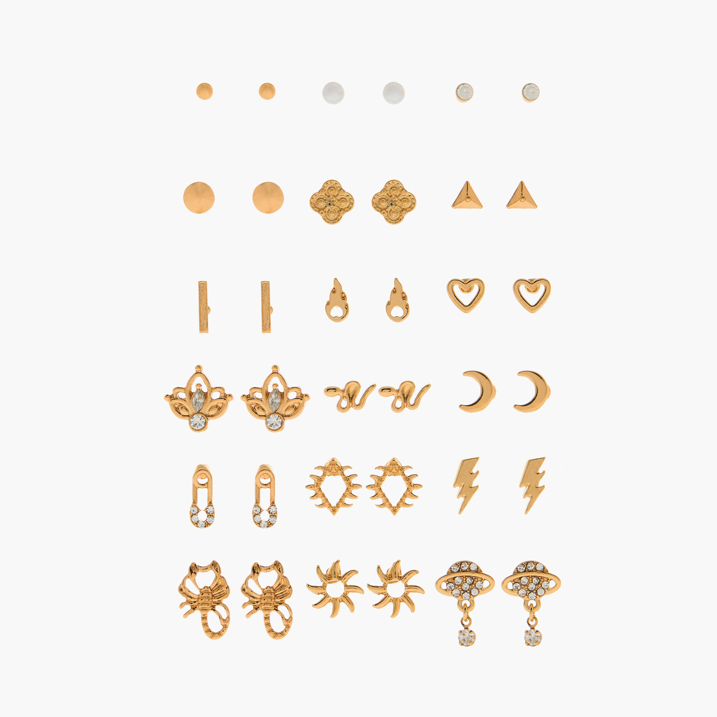 Assorted Metallic Earrings with Pushback Closure - Set of 18-women-watchesandjewellery-jewellery-earrings-image-1