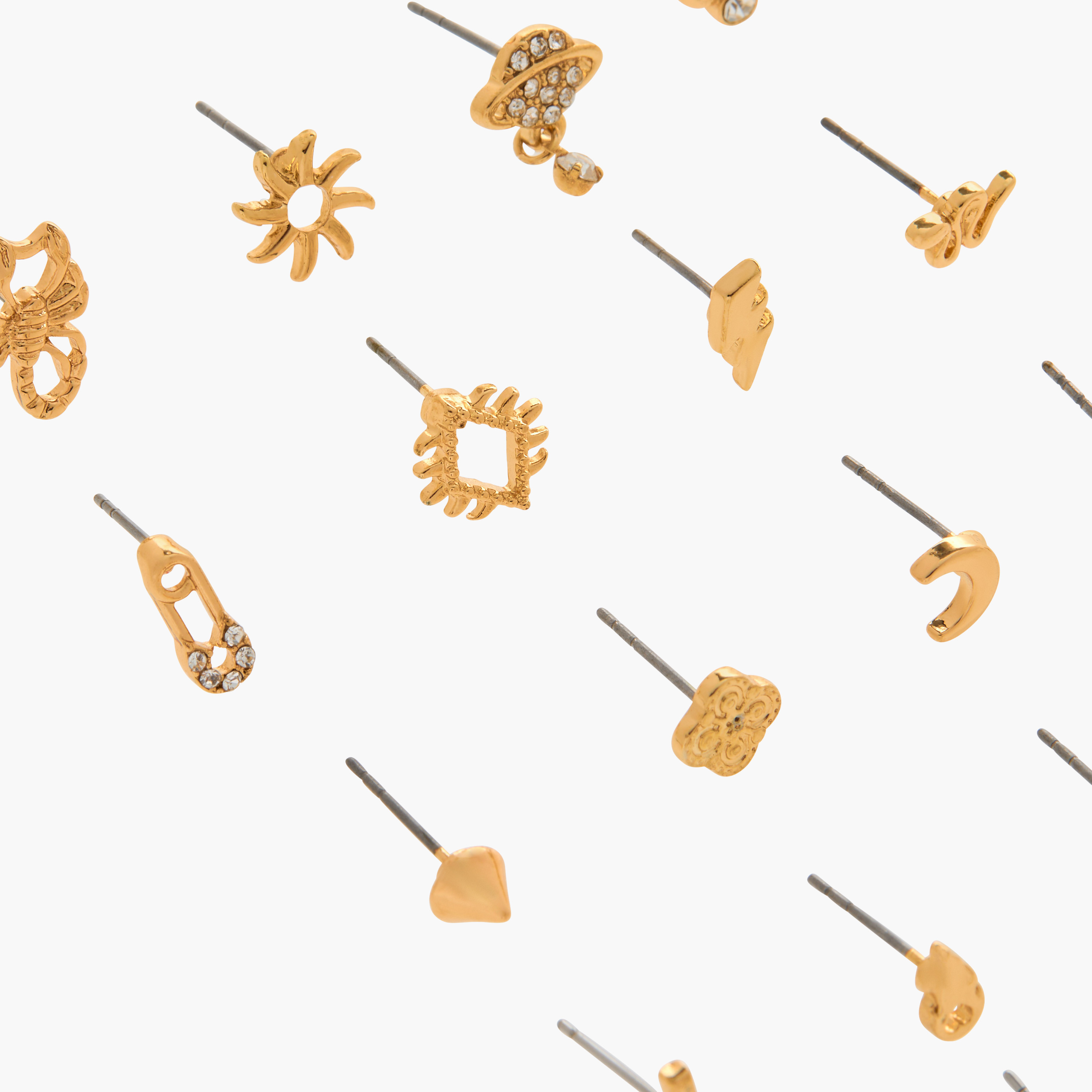 Assorted Metallic Earrings with Pushback Closure - Set of 18-women-watchesandjewellery-jewellery-earrings-image-3