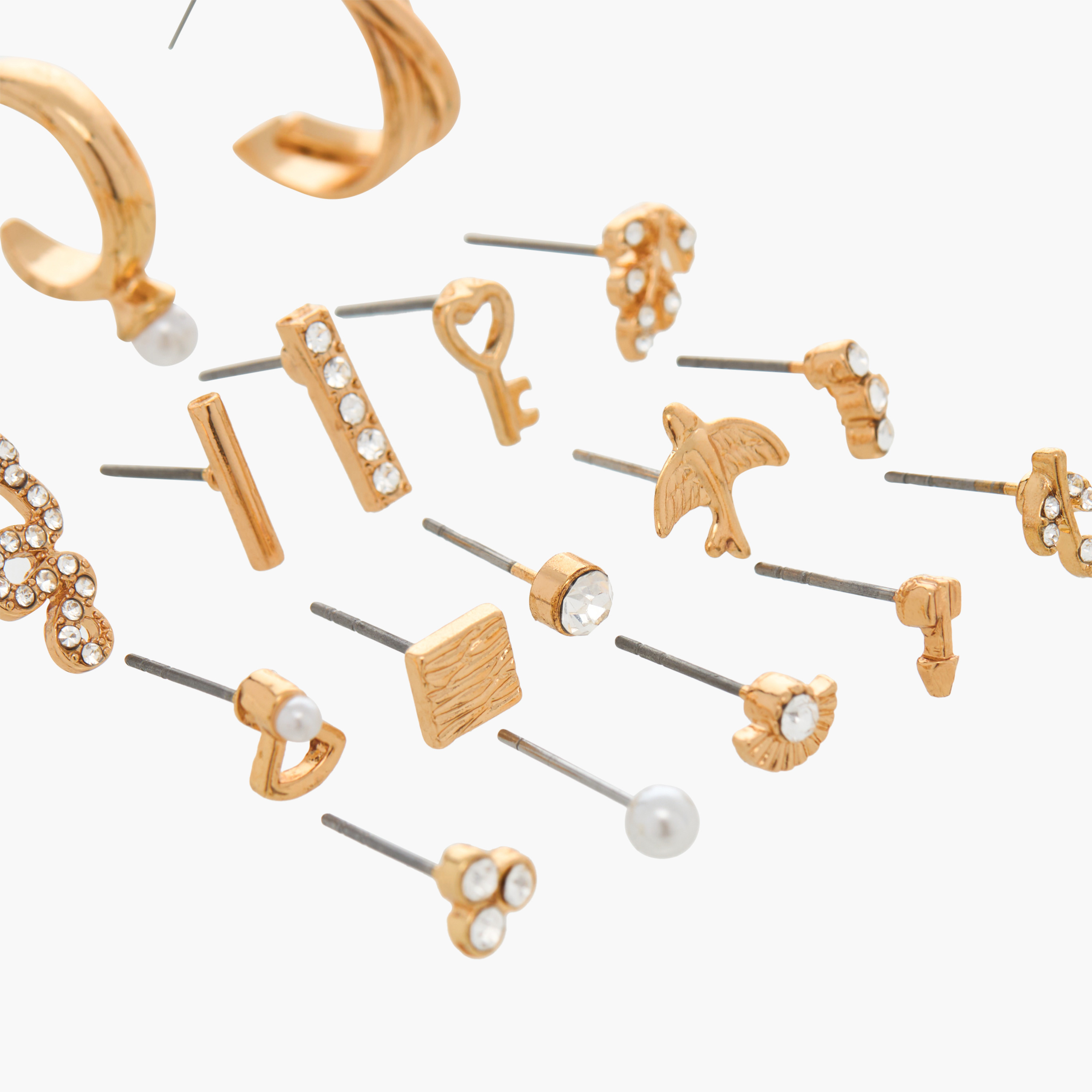 Assorted Stud Earring with Pushback Closure - Set of 18-women-watchesandjewellery-jewellery-earrings-image-3