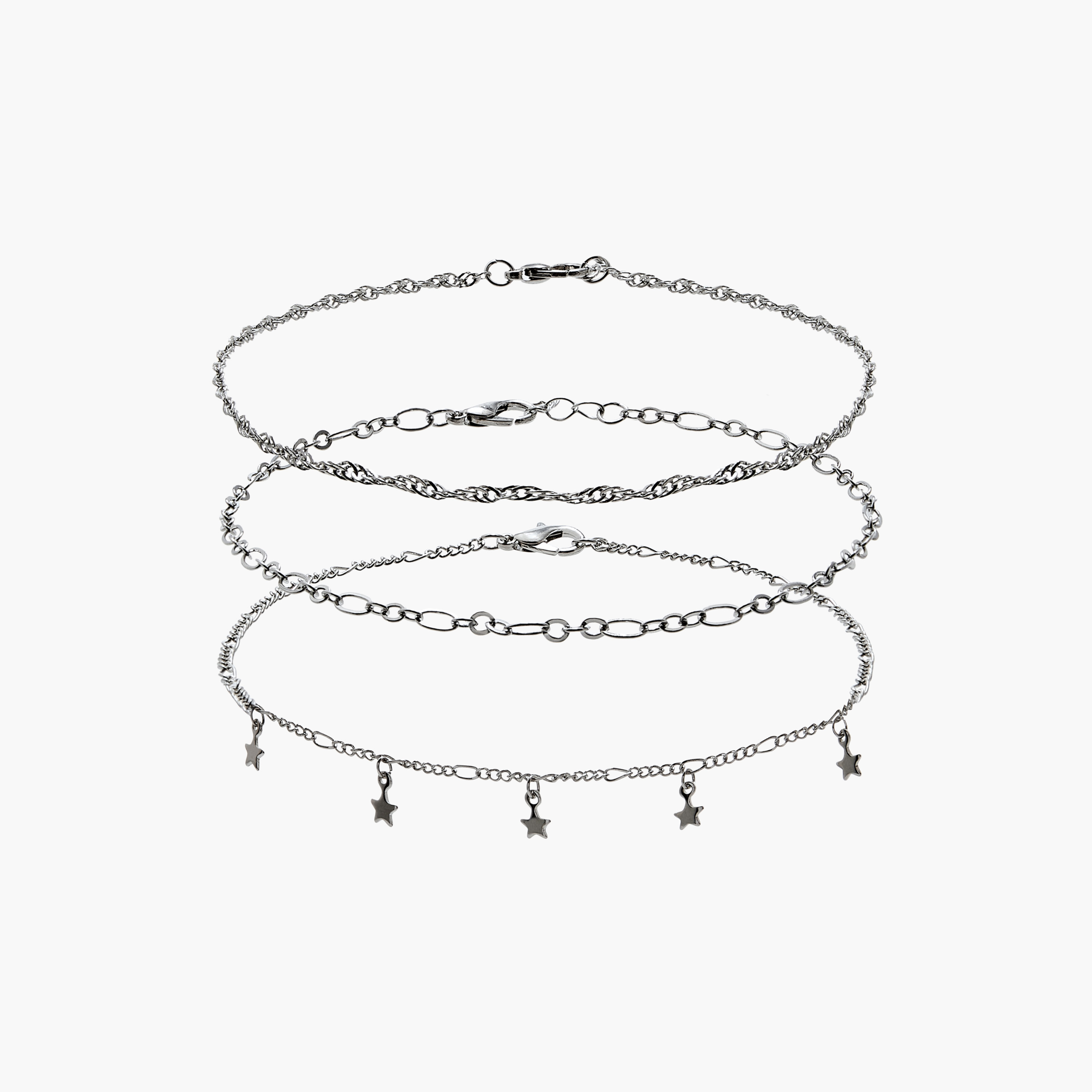 خلاخيل متنوعة بمشبك إغلاق - طقم 3 قطع-women-watchesandjewellery-jewellery-anklets-image-1