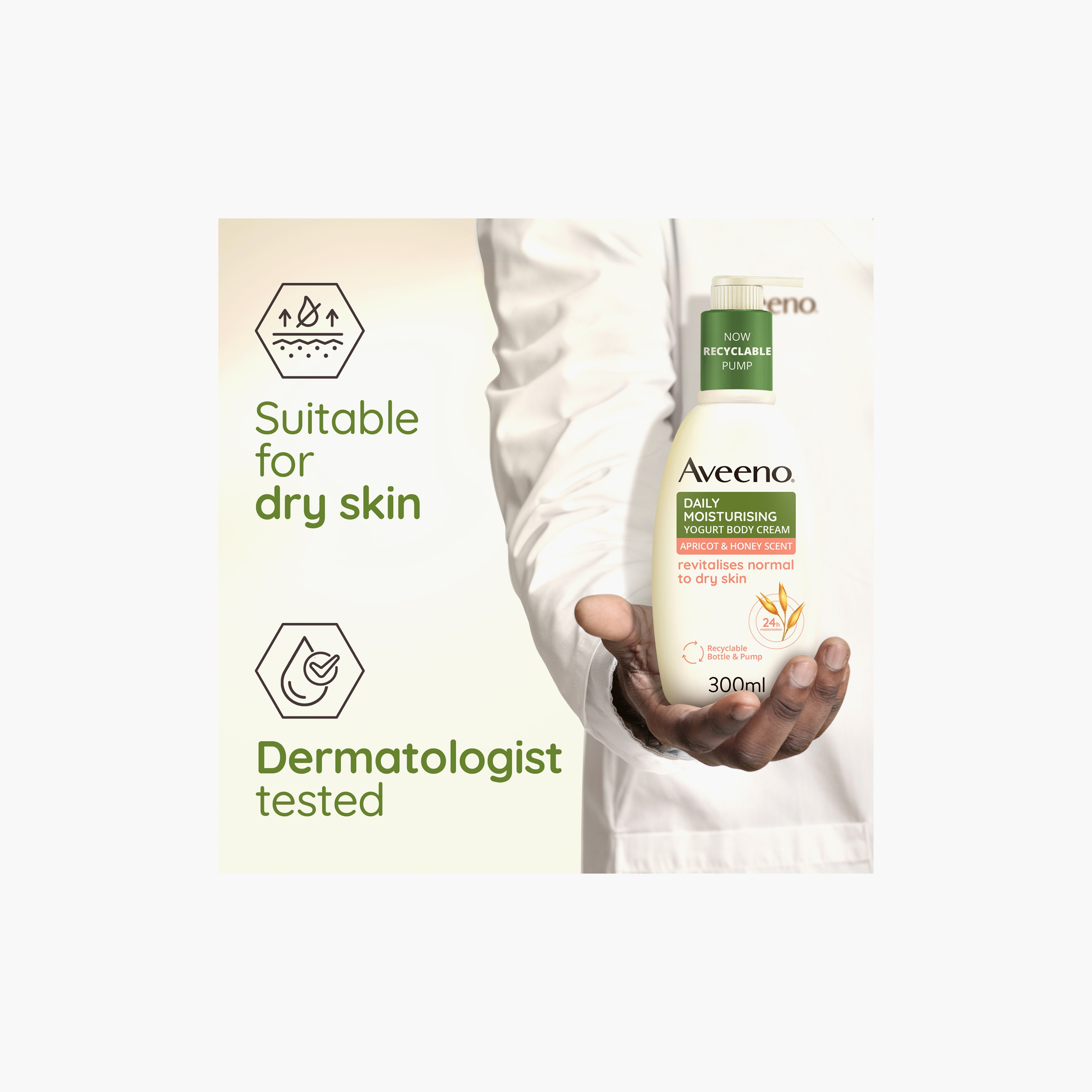 Aveeno Daily Moisturising Yogurt Body Cream, Apricot & Honey Scent , 300 ml-baby-bathandcare-hairbodyskincare-lotionsandcreams-image-4